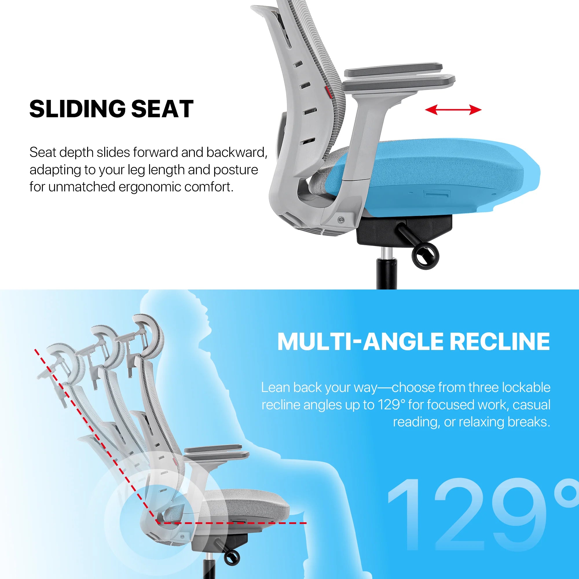 Fantech oc1 ergonomic office chair black - desk & chair
