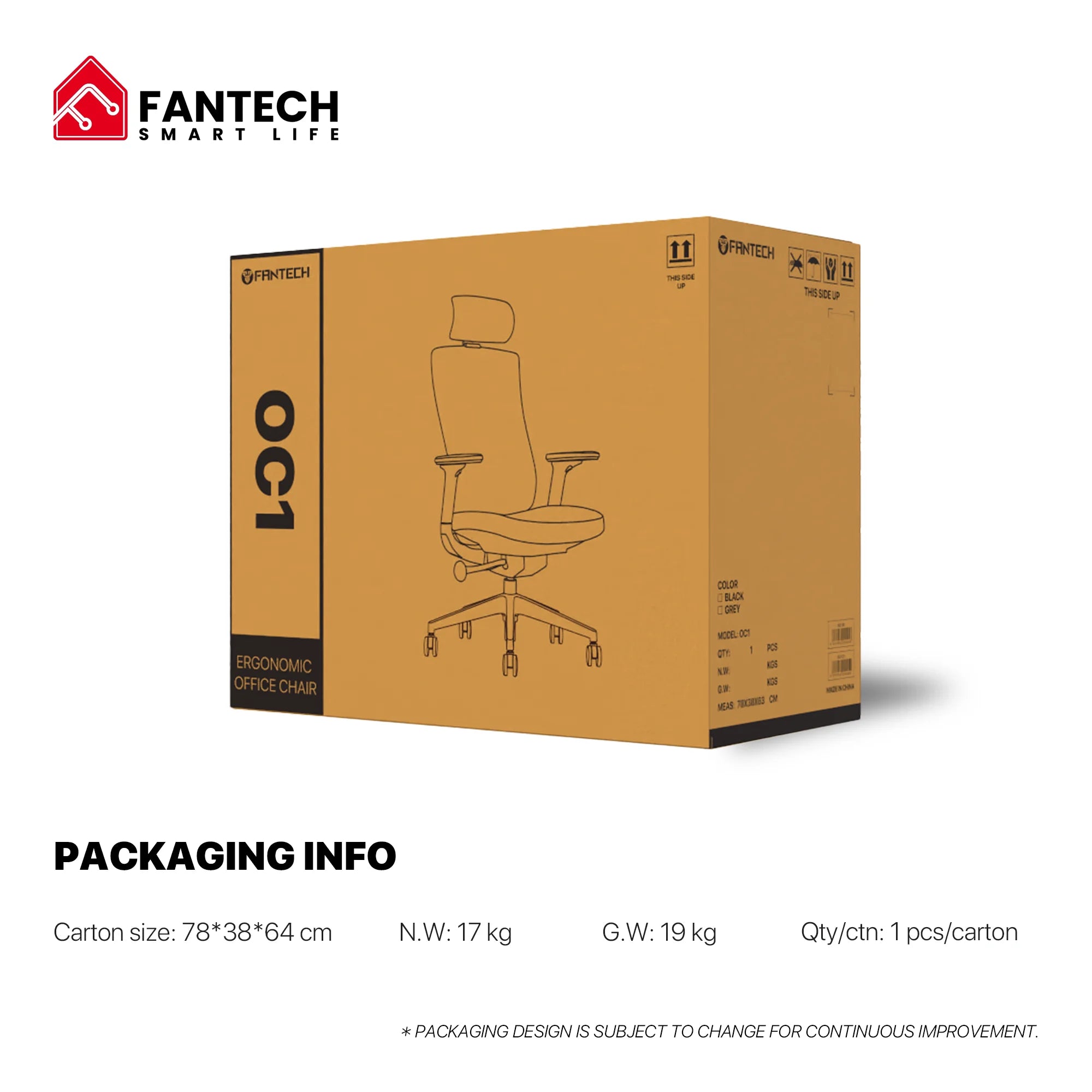 Fantech oc1 ergonomic office chair white - desk & chair