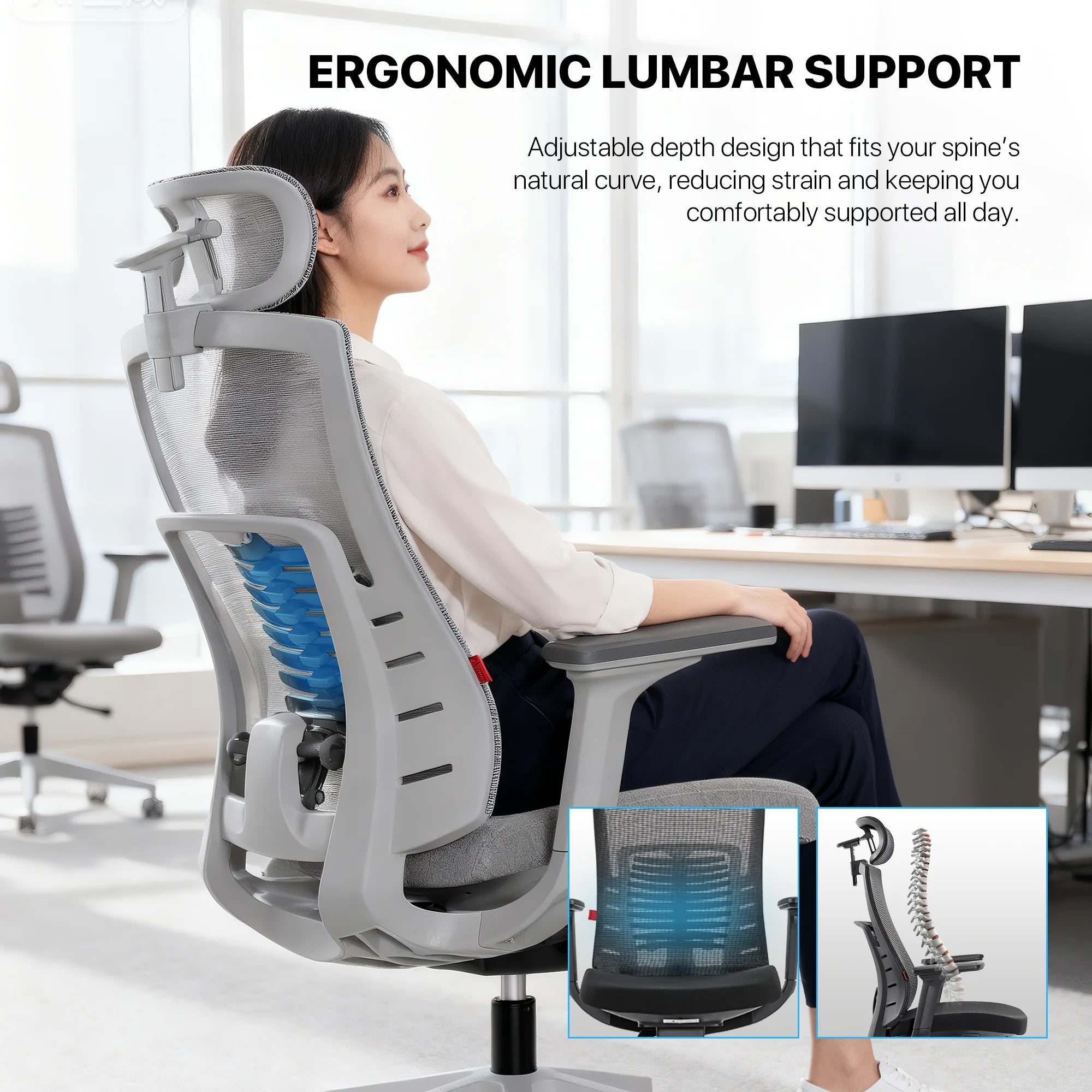 Fantech oc1 ergonomic office chair white - desk & chair