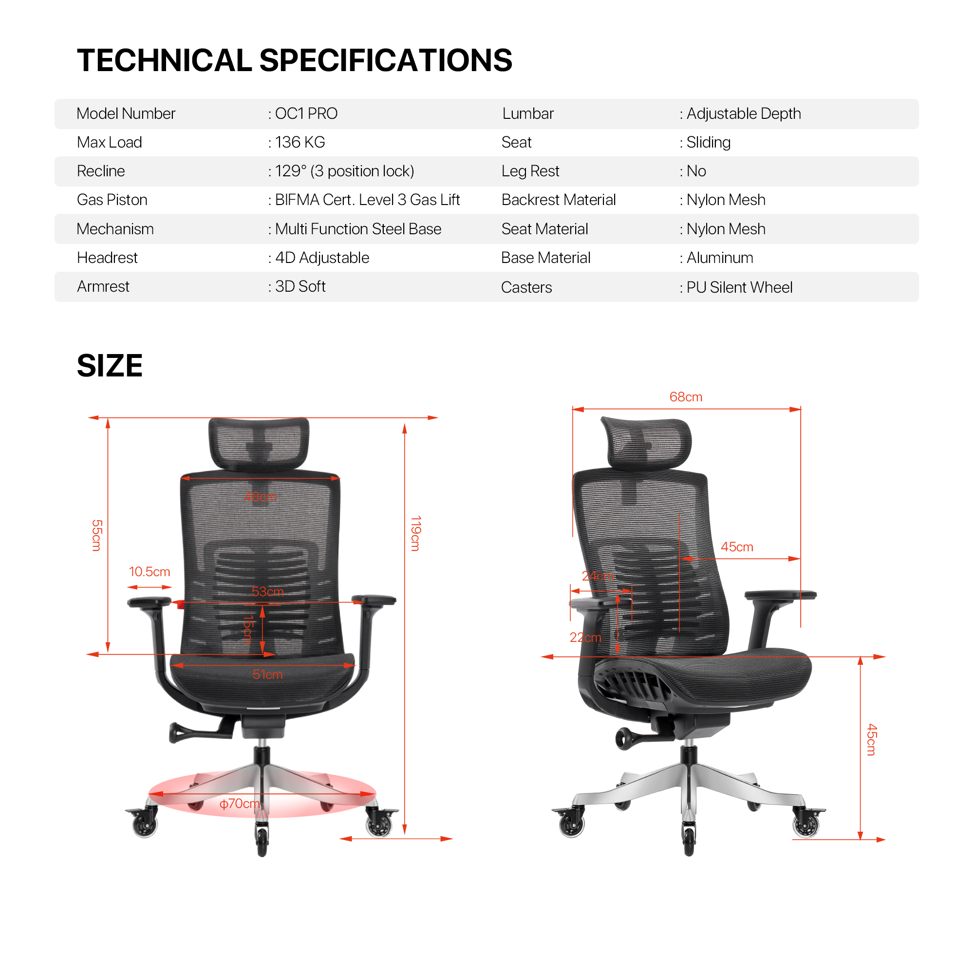 FANTECH OC1 PRO Ergonomic Office Chair Black.