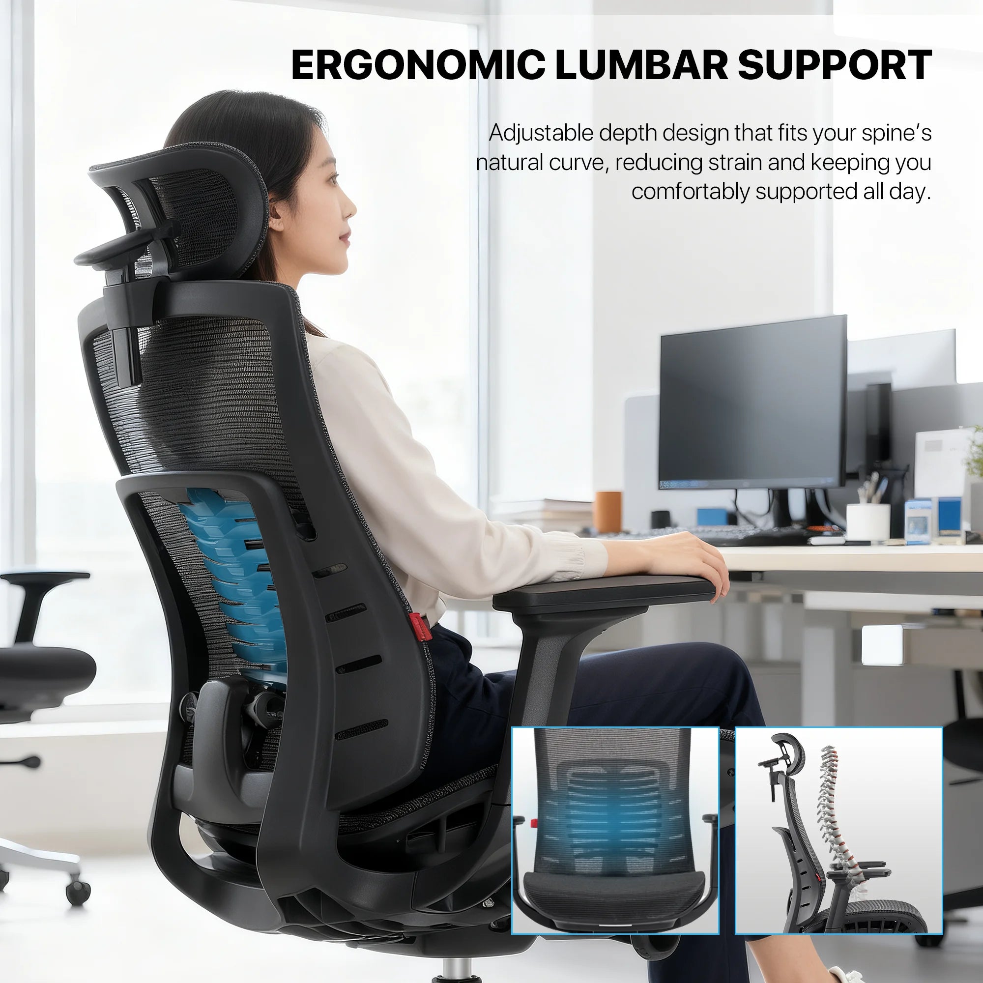 Fantech oc1 pro ergonomic office chair white - desk & chair