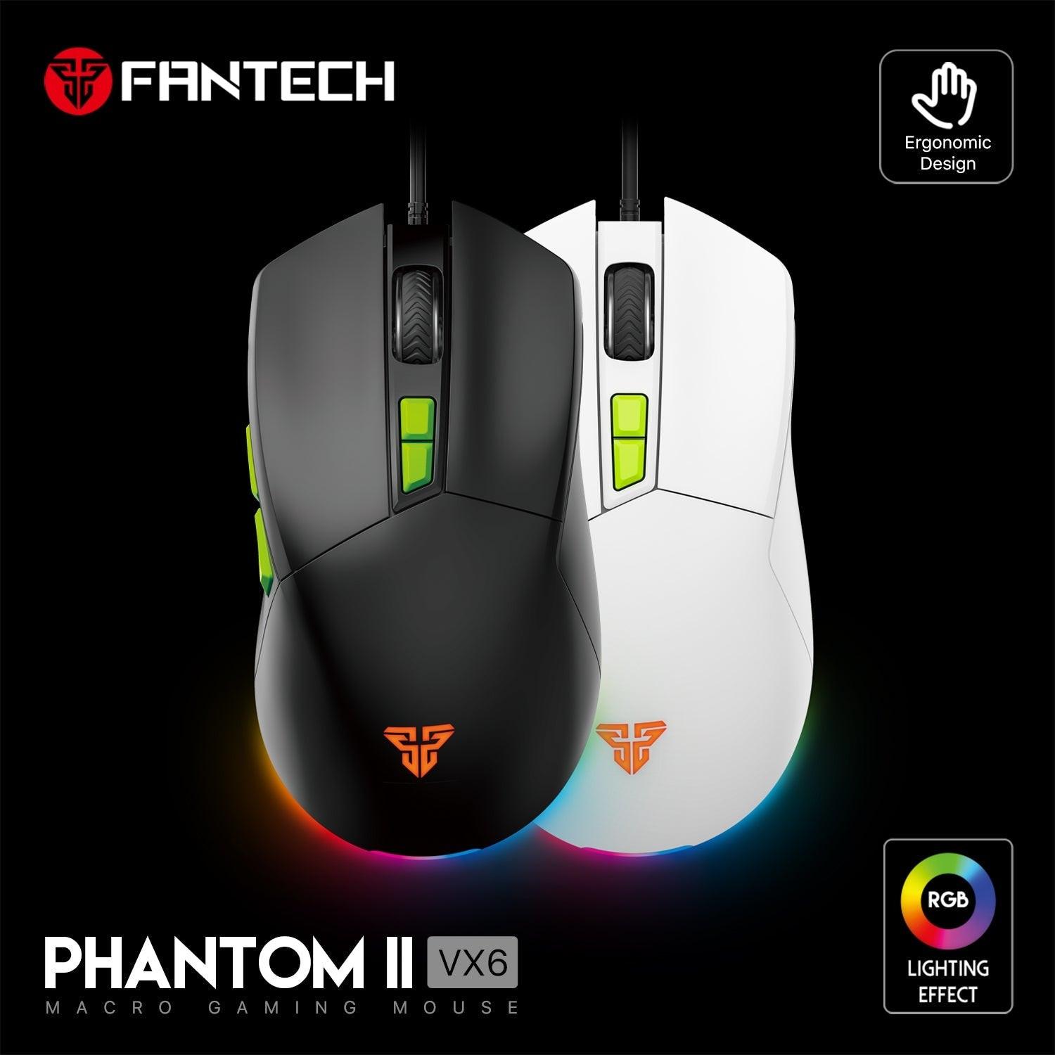 Fantech phantom ii vx6 gaming mouse for ultimate performance and neon macro features - mouse