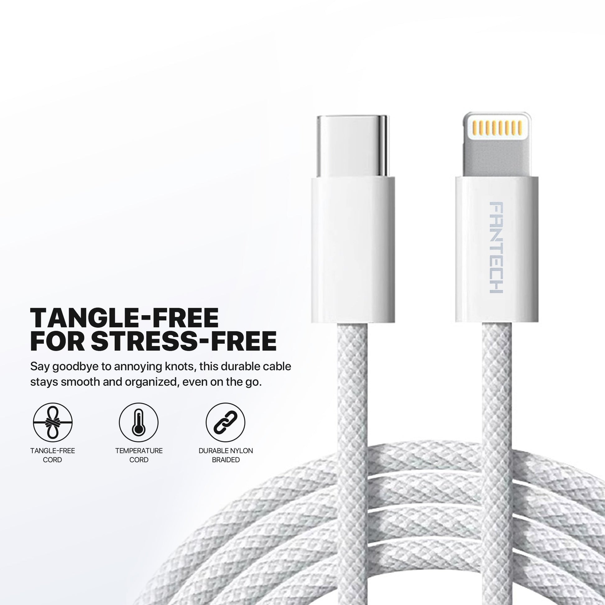 Fantech Pk202 20w Fast Charging Plug Usb c Braided Cable Power Iphone