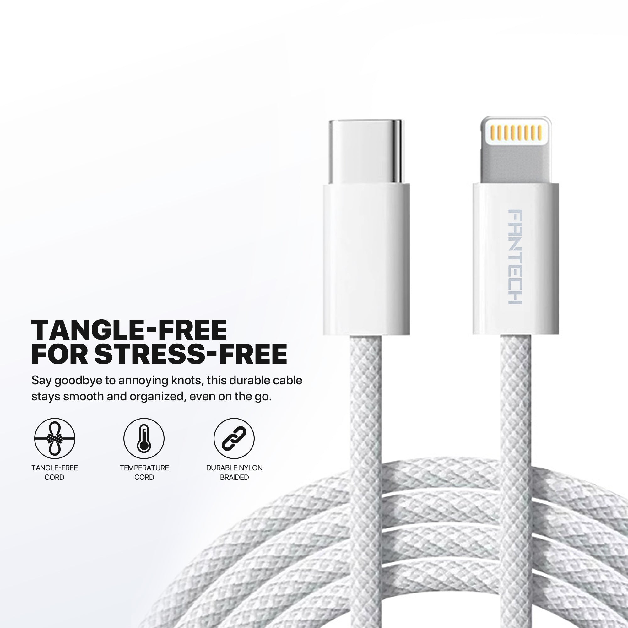 Fantech Pk202 20w Fast Charging Plug Usb c Braided Cable Power Iphone