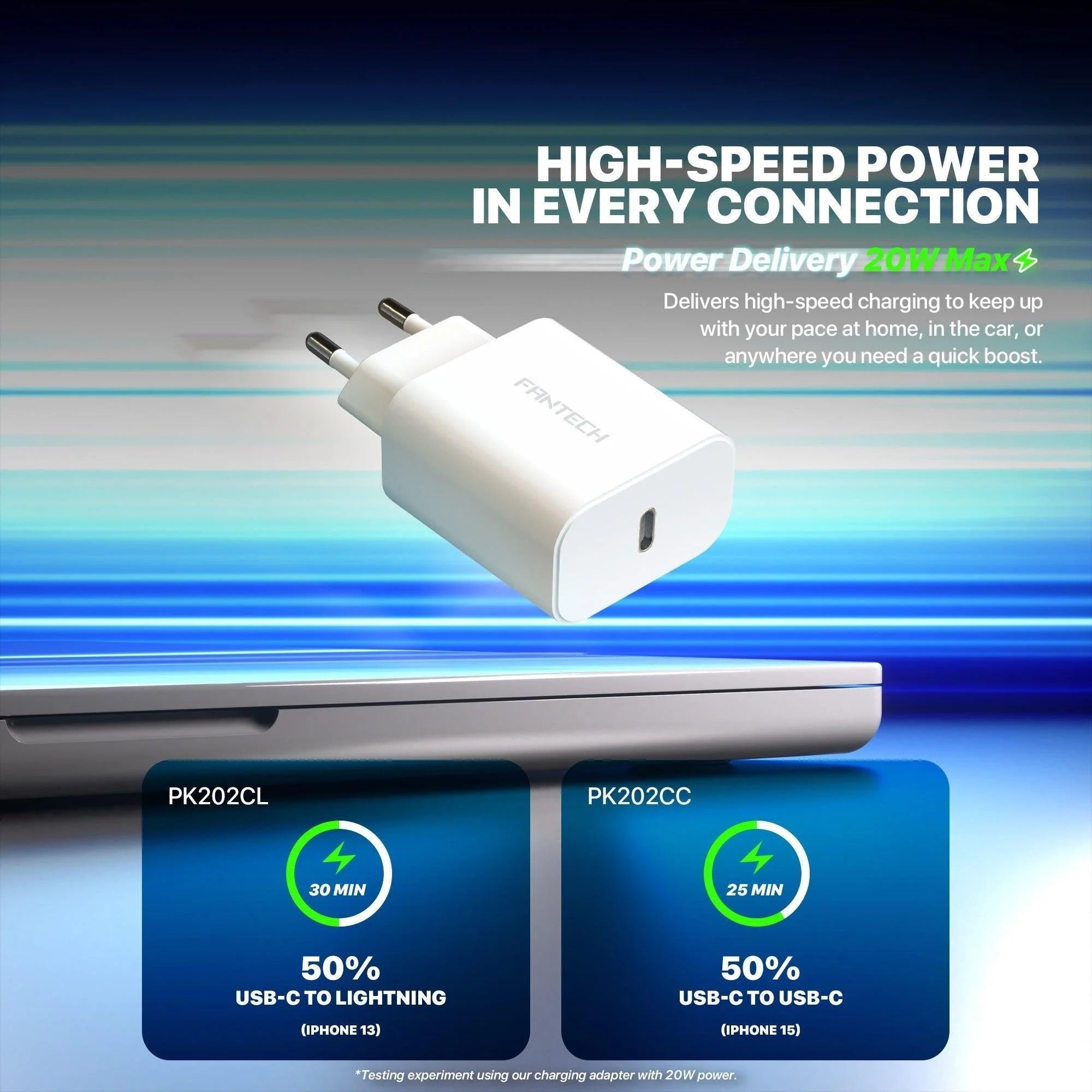 Fantech pk202 20w fast charging plug usb c braided cable power iphone - cables & chargers | mobile essential