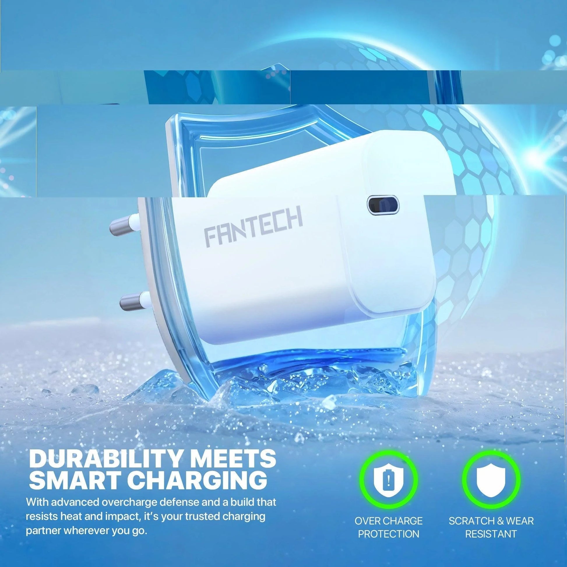 Fantech pk202 20w fast charging plug usb c braided cable power iphone - cables & chargers | mobile essential