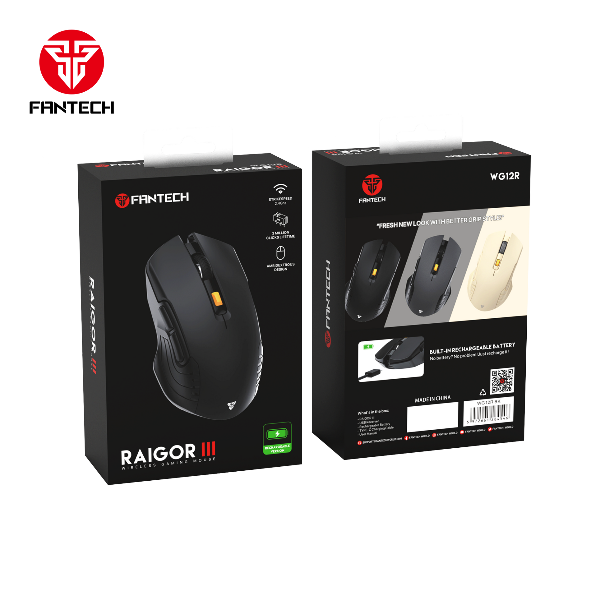 Fantech Raigor Gen Iii Wg12r Rechargeable Mouse Wireless Gaming - Gameonjo