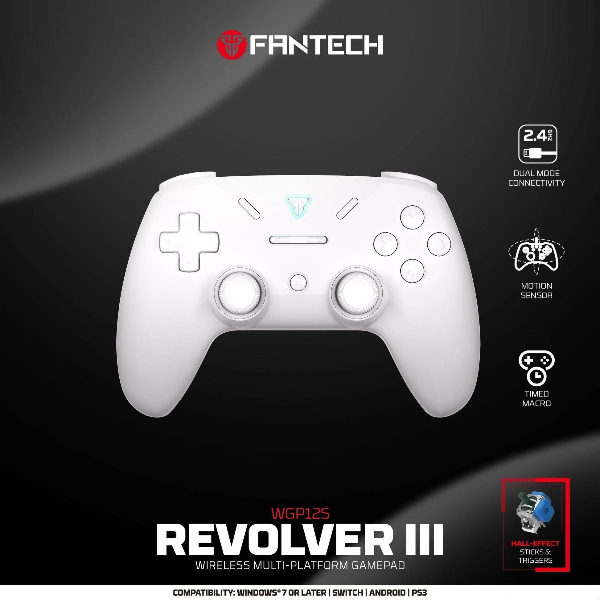 Fantech revolver iii wgp12s - wireless multi-platform gamepad - white - console | controller