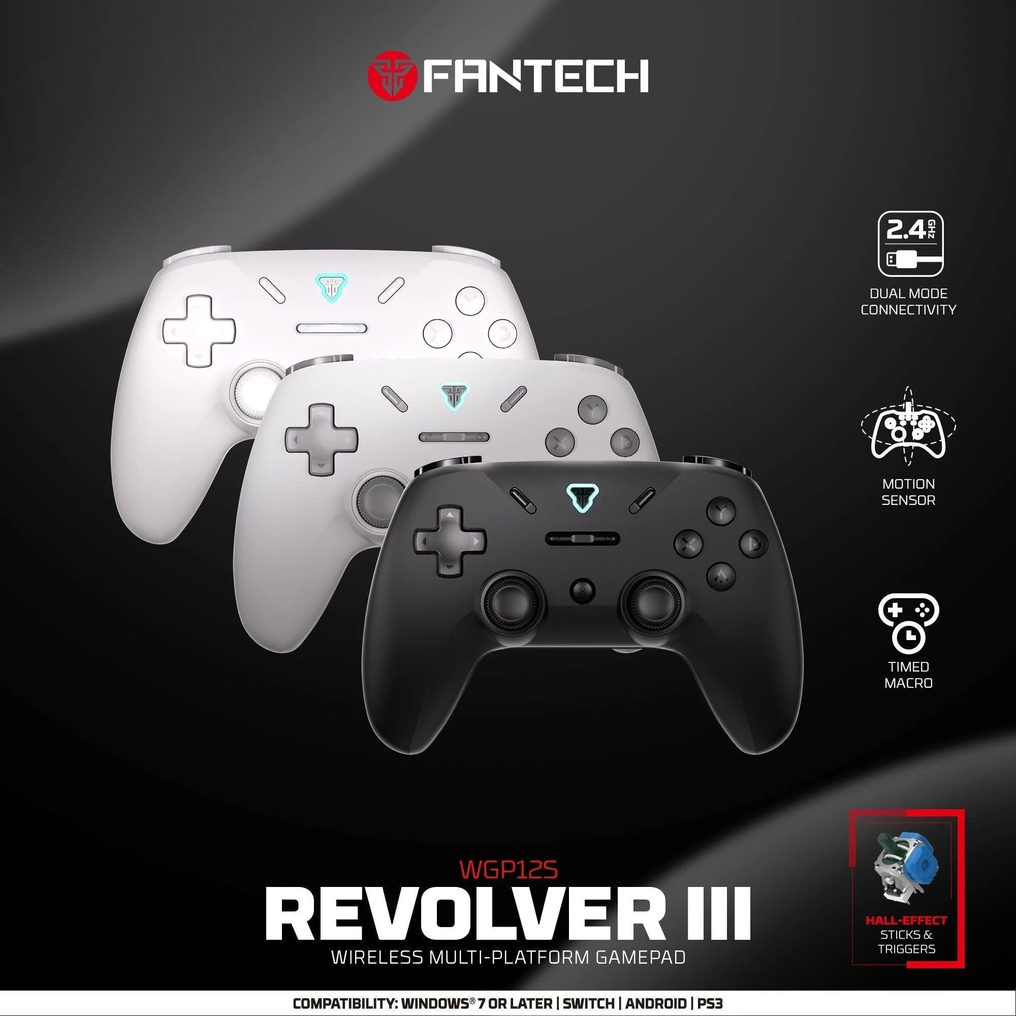 Fantech revolver iii wgp12s - wireless multi-platform gamepad - white - console | controller