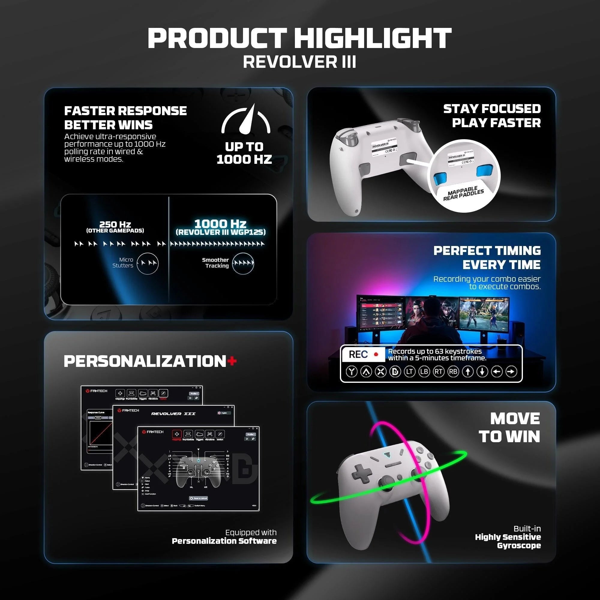 Fantech revolver iii wgp12s - wireless multi-platform gamepad - black - console | controller