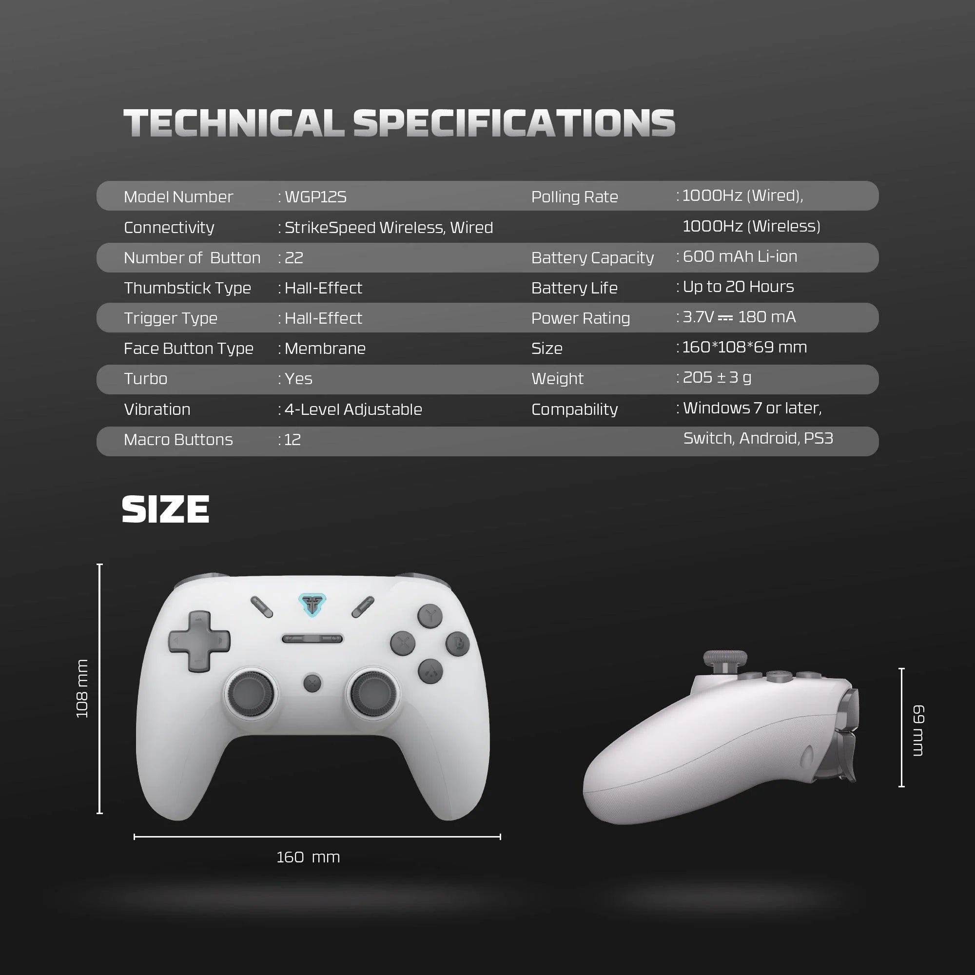 Fantech revolver iii wgp12s - wireless multi-platform gamepad - white - console | controller