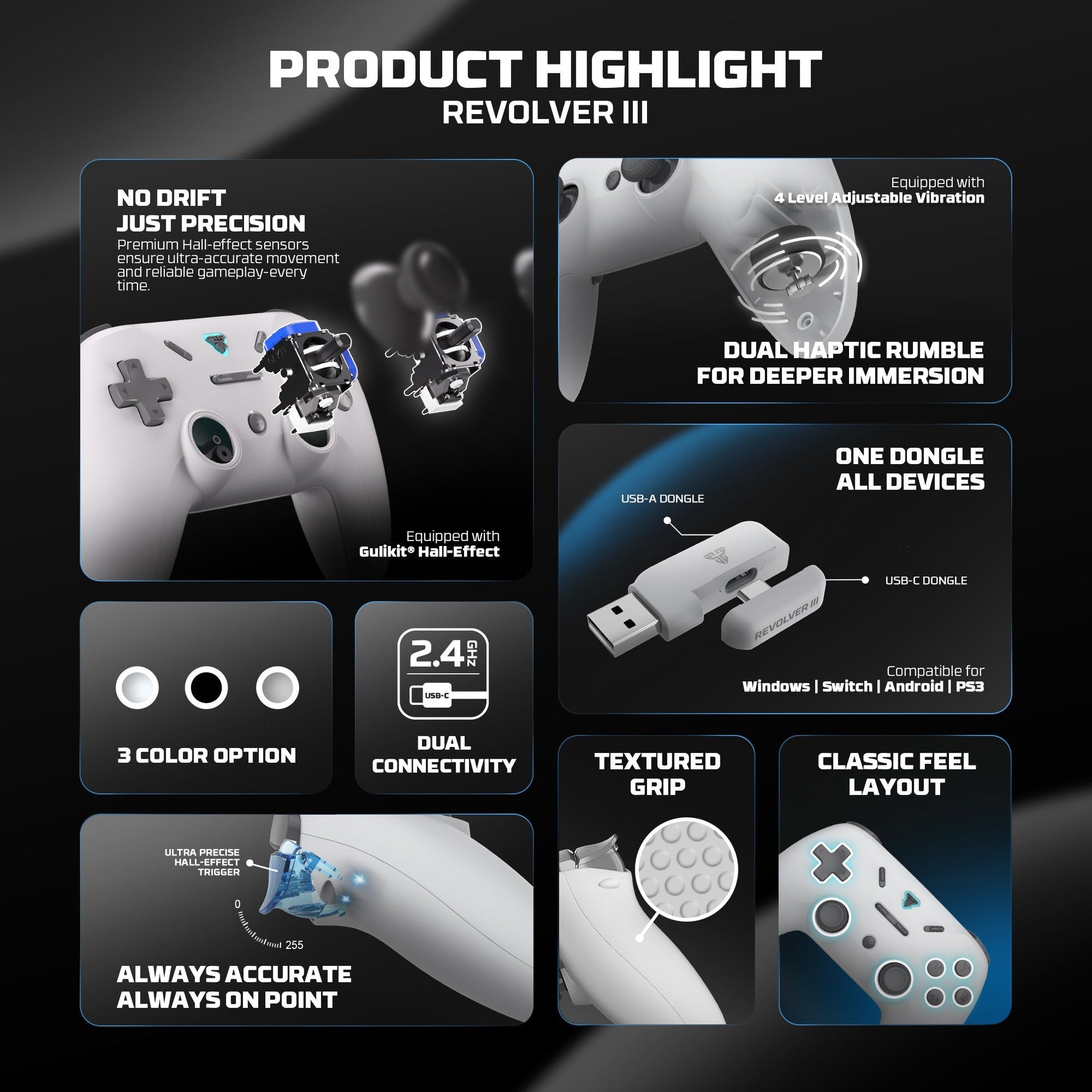 Fantech Revolver Iii Wgp12s - Wireless Multi-platform Gamepad - Black