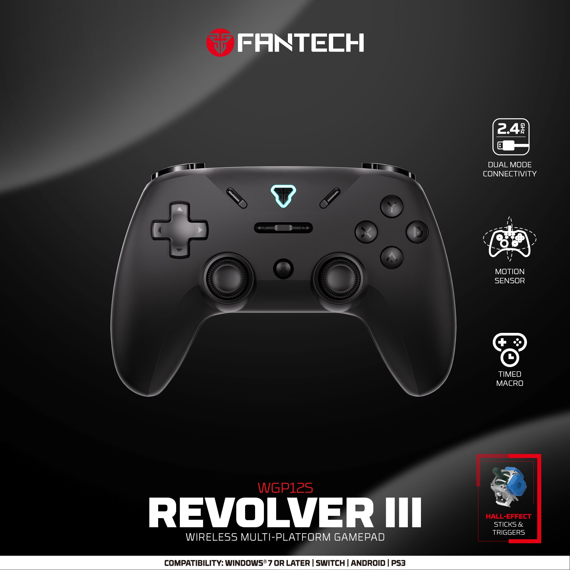 Fantech Revolver Iii Wgp12s - Wireless Multi-platform Gamepad - Black