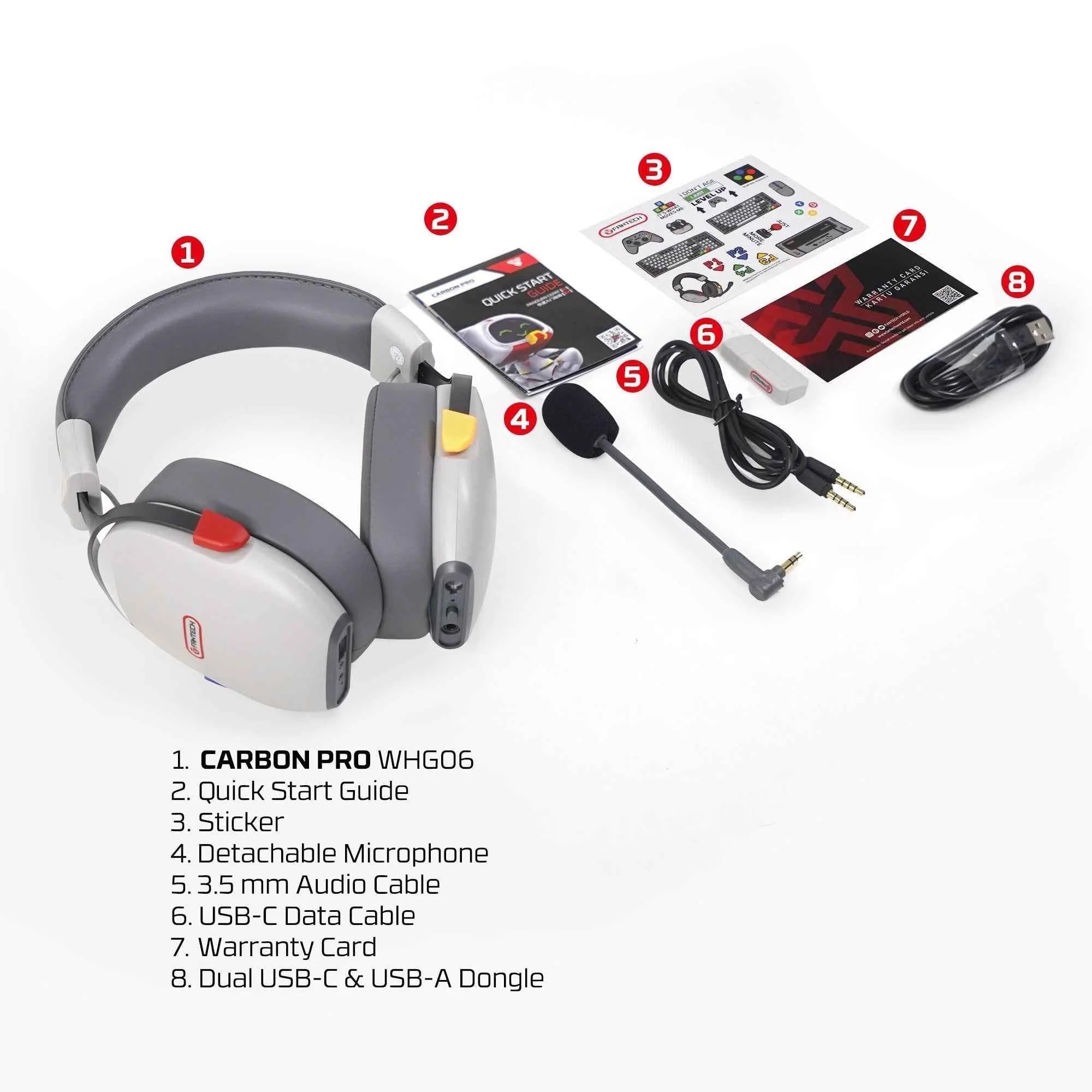 Fantech super maxfit carbon pro bluetooth wireless headset with detachable mic - audio | wireless headset
