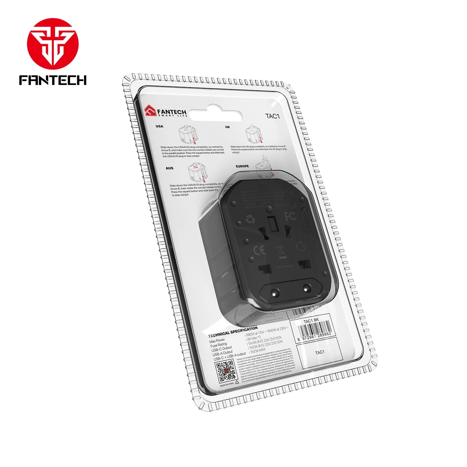 Fantech tac1 power cube travel multi adapter