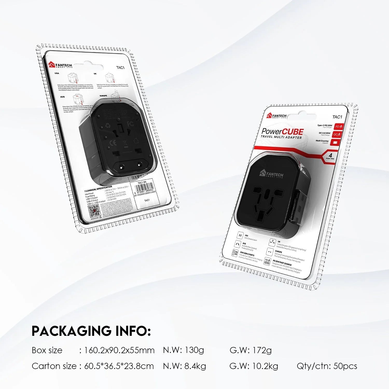 Fantech tac1 power cube travel multi adapter