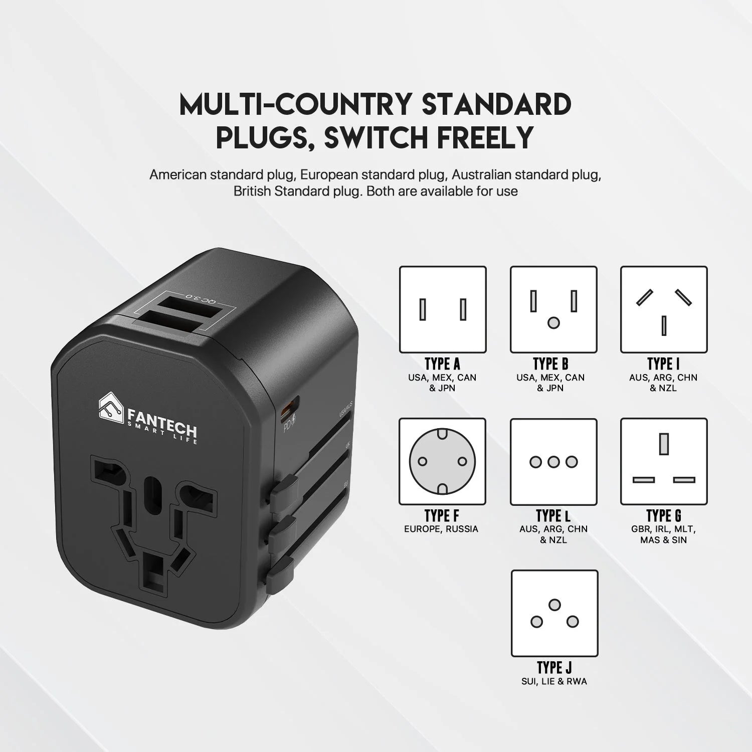 Fantech tac1 power cube travel multi adapter