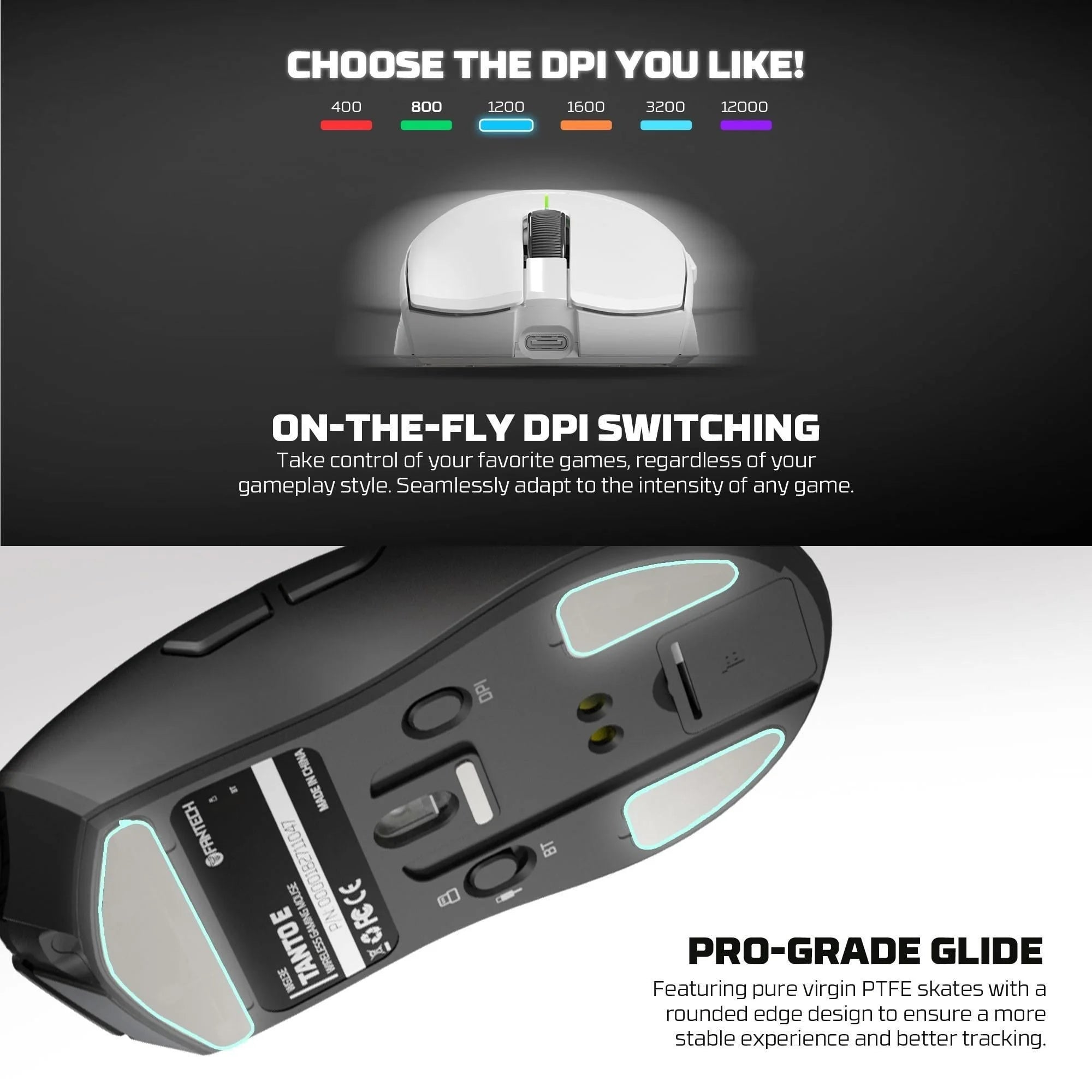 Fantech tantoe wg13e wireless mouse three-mode switching and magnetic black - mouse