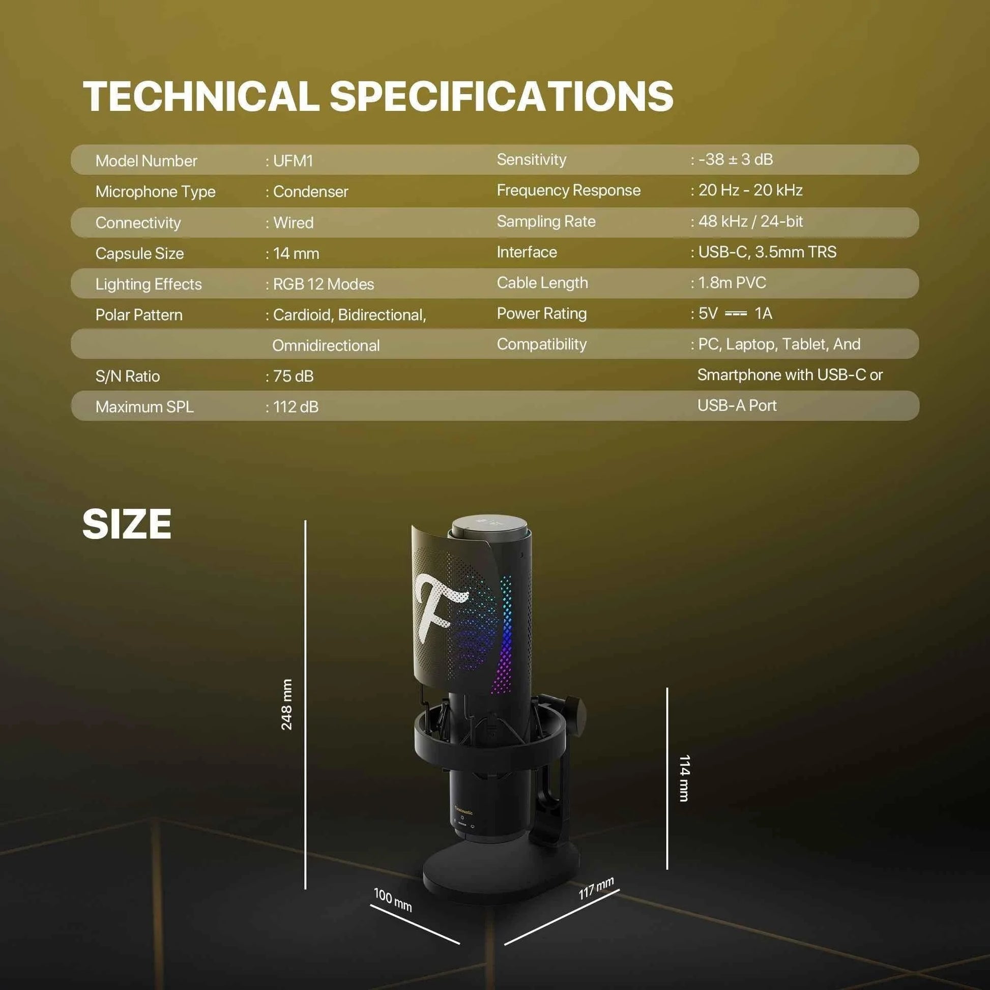 Fantech ufm1 finecoustic sonara condenser microphone - streaming