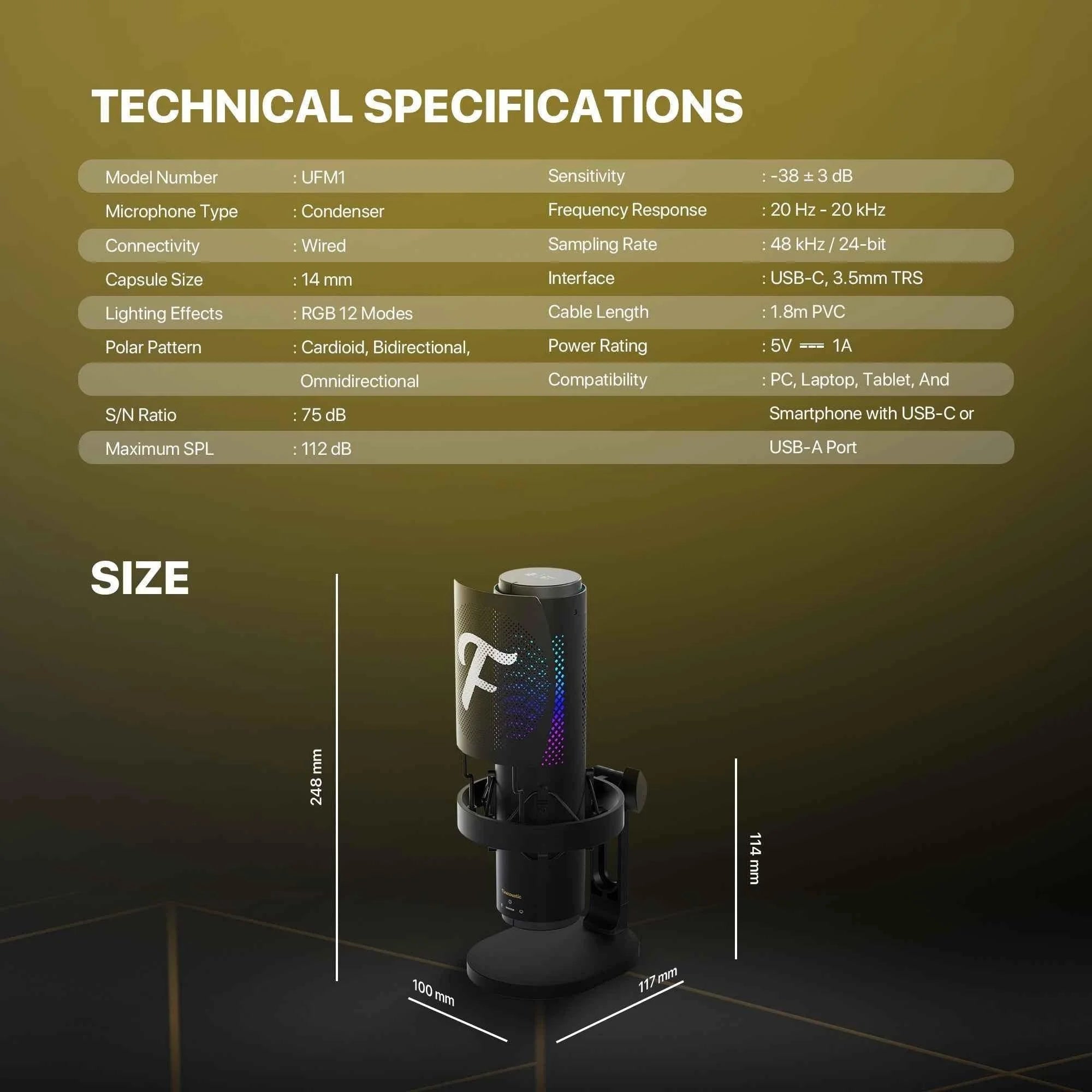 Fantech ufm1 finecoustic sonara condenser microphone - streaming