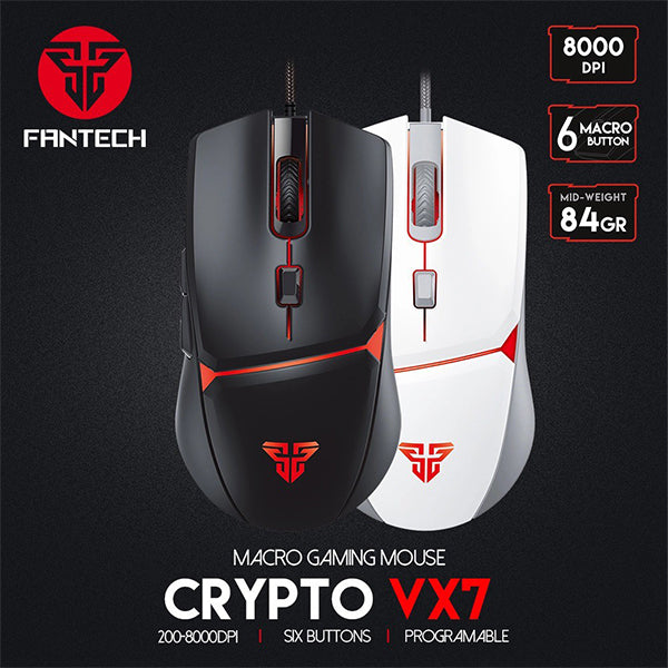Fantech Vx7 Crypto Gaming Mouse - Black&white - Gameonjo