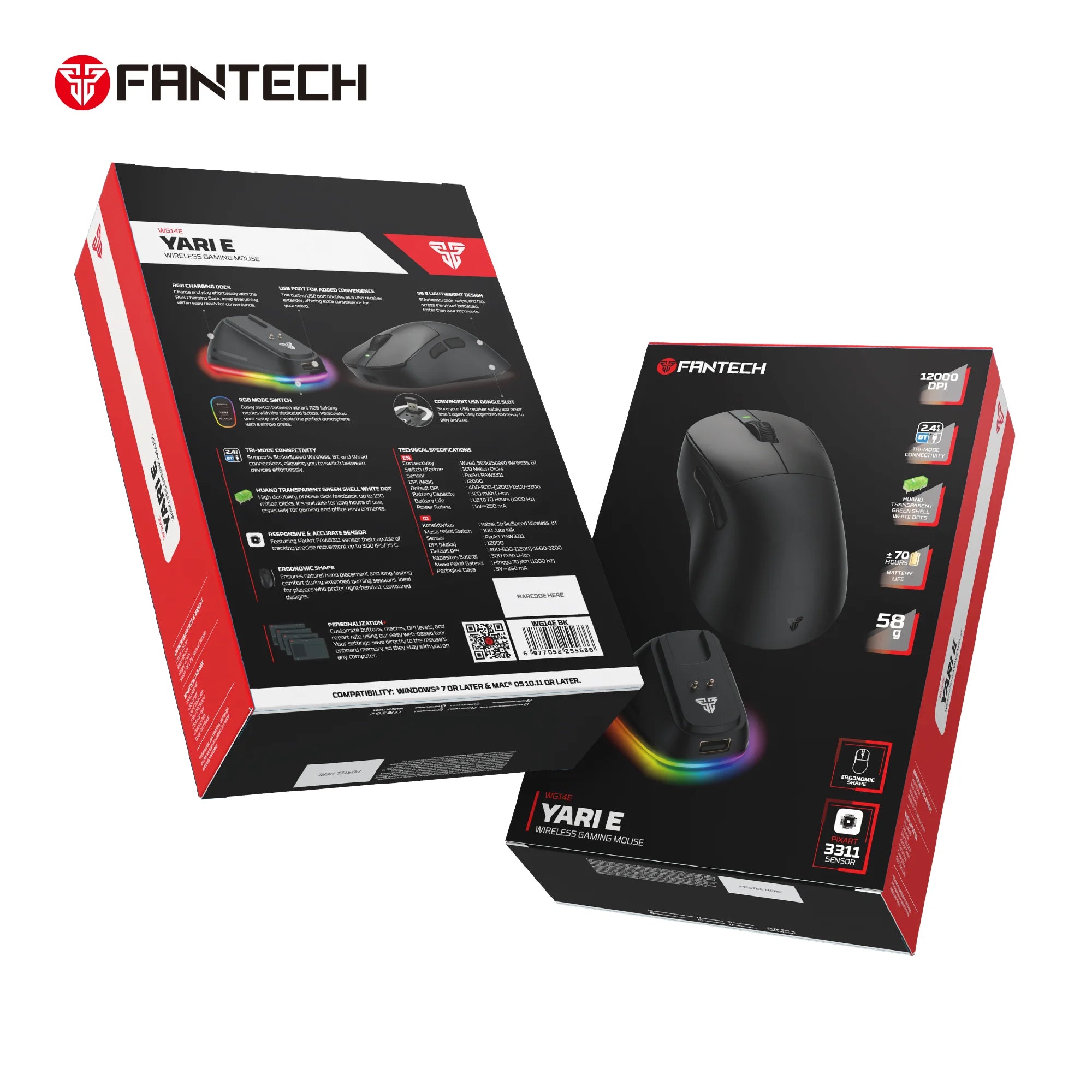 Fantech wg14e yari e ergonomic wireless gaming mouse
