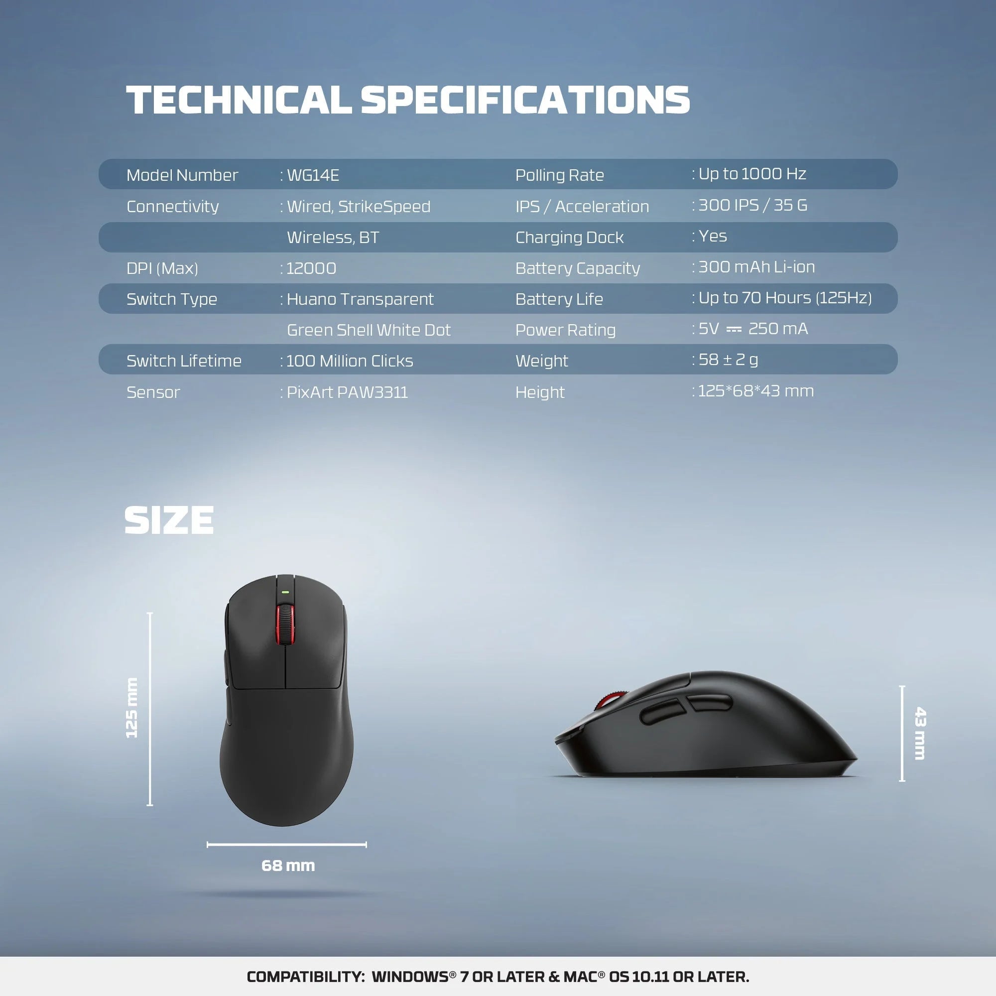 Fantech wg14e yari e ergonomic wireless gaming mouse