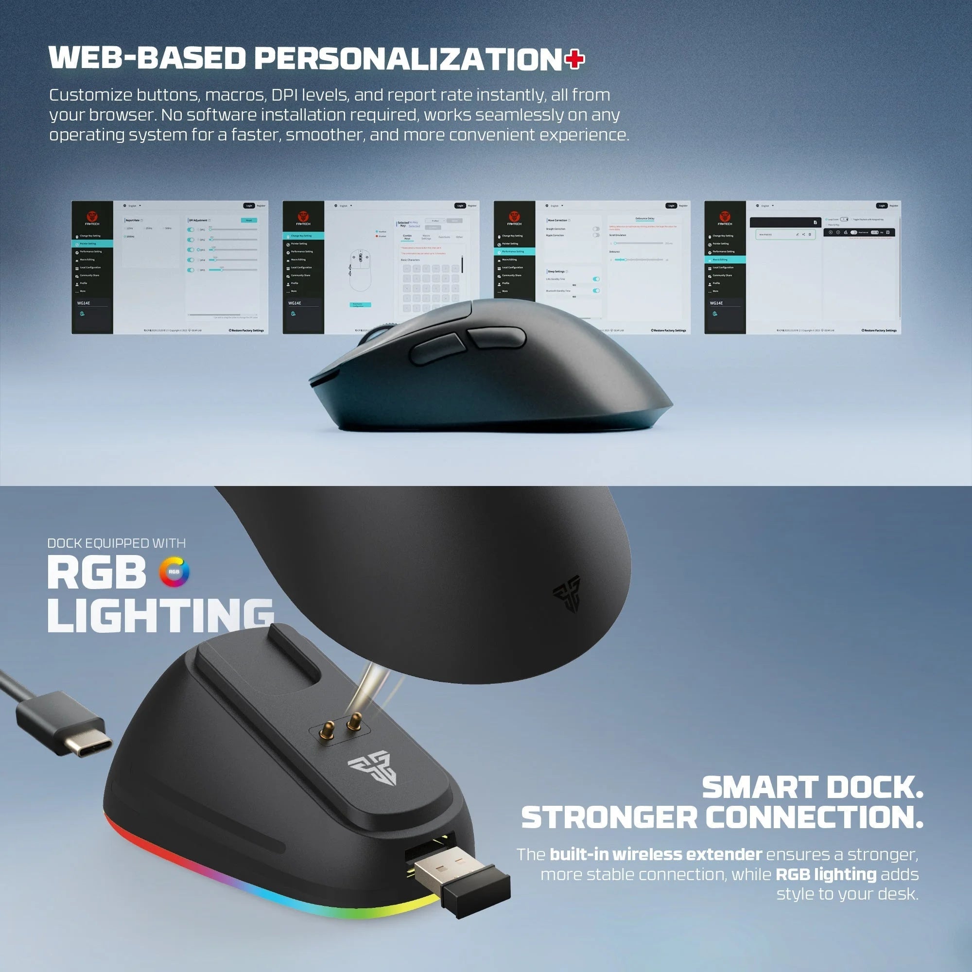 Fantech wg14e yari e ergonomic wireless gaming mouse
