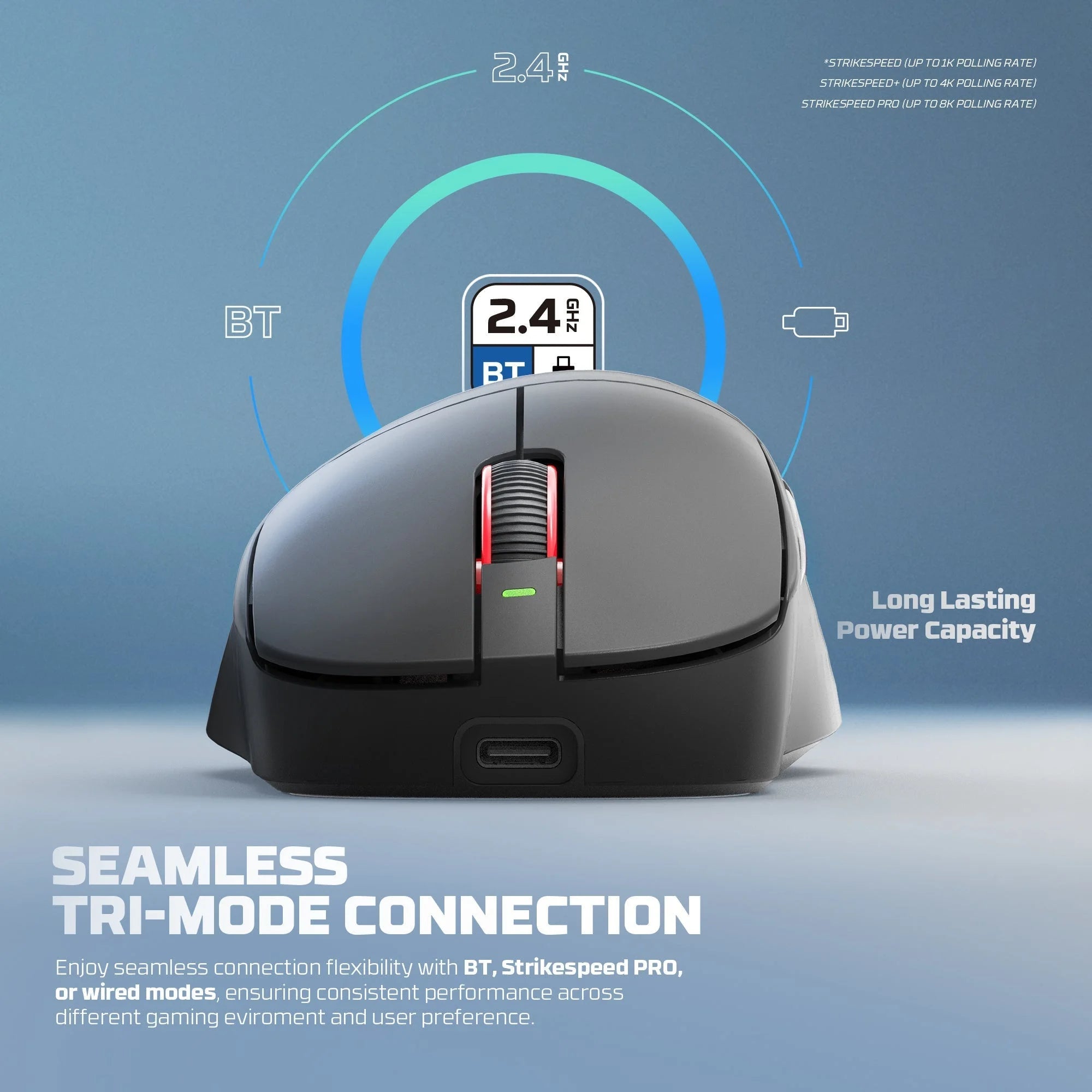 Fantech wg14p lightweight wireless gaming mouse paw3950 sensor 8khz polling mice with rgb charging dock for fps gamers
