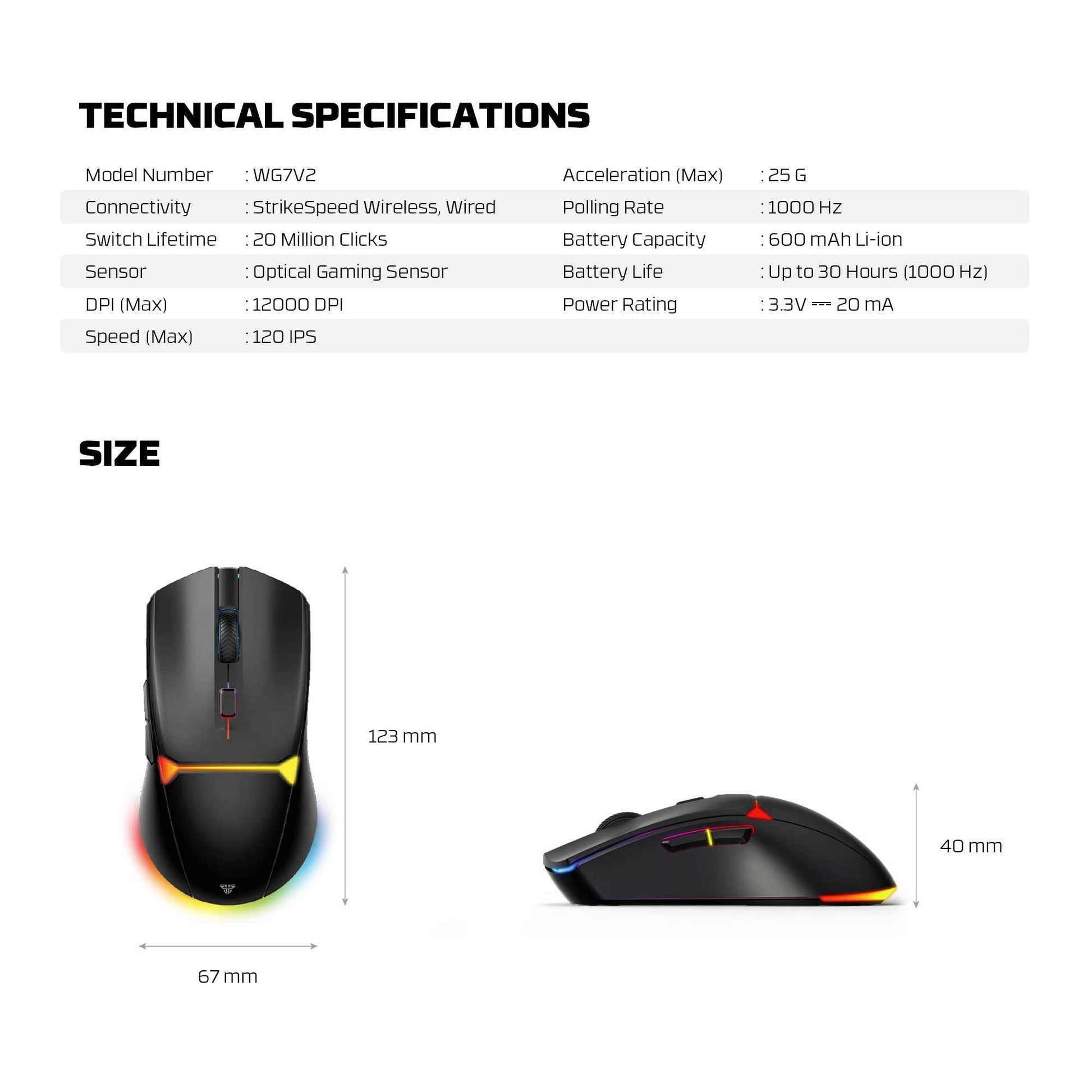 Fantech Wg7v2 Crypto Ii Wireless Gaming Mouse Black