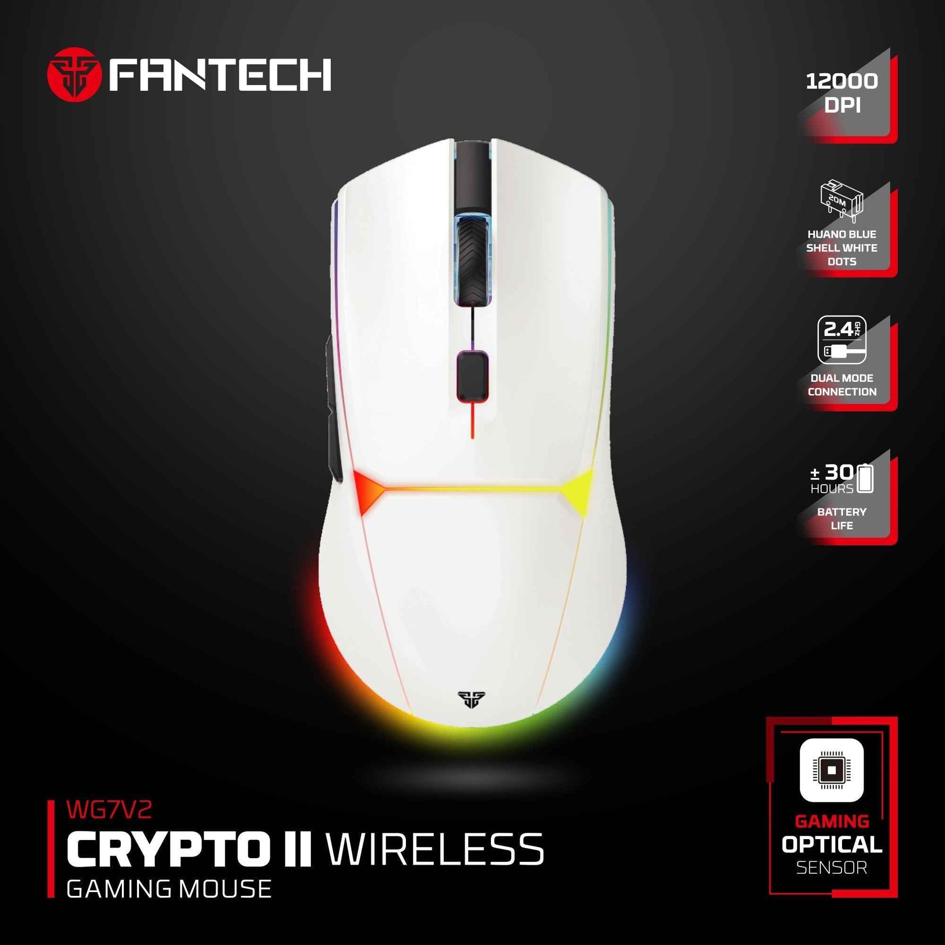 Fantech Wg7v2 Crypto Ii Wireless Gaming Mouse White