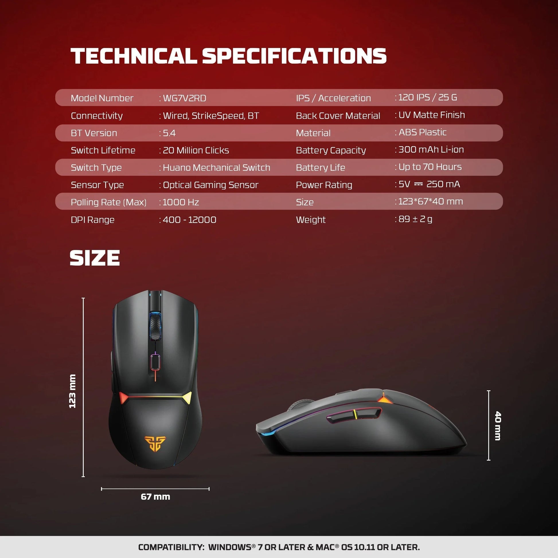 Fantech wg7v2rd crypto ii wireless gaming mouse white