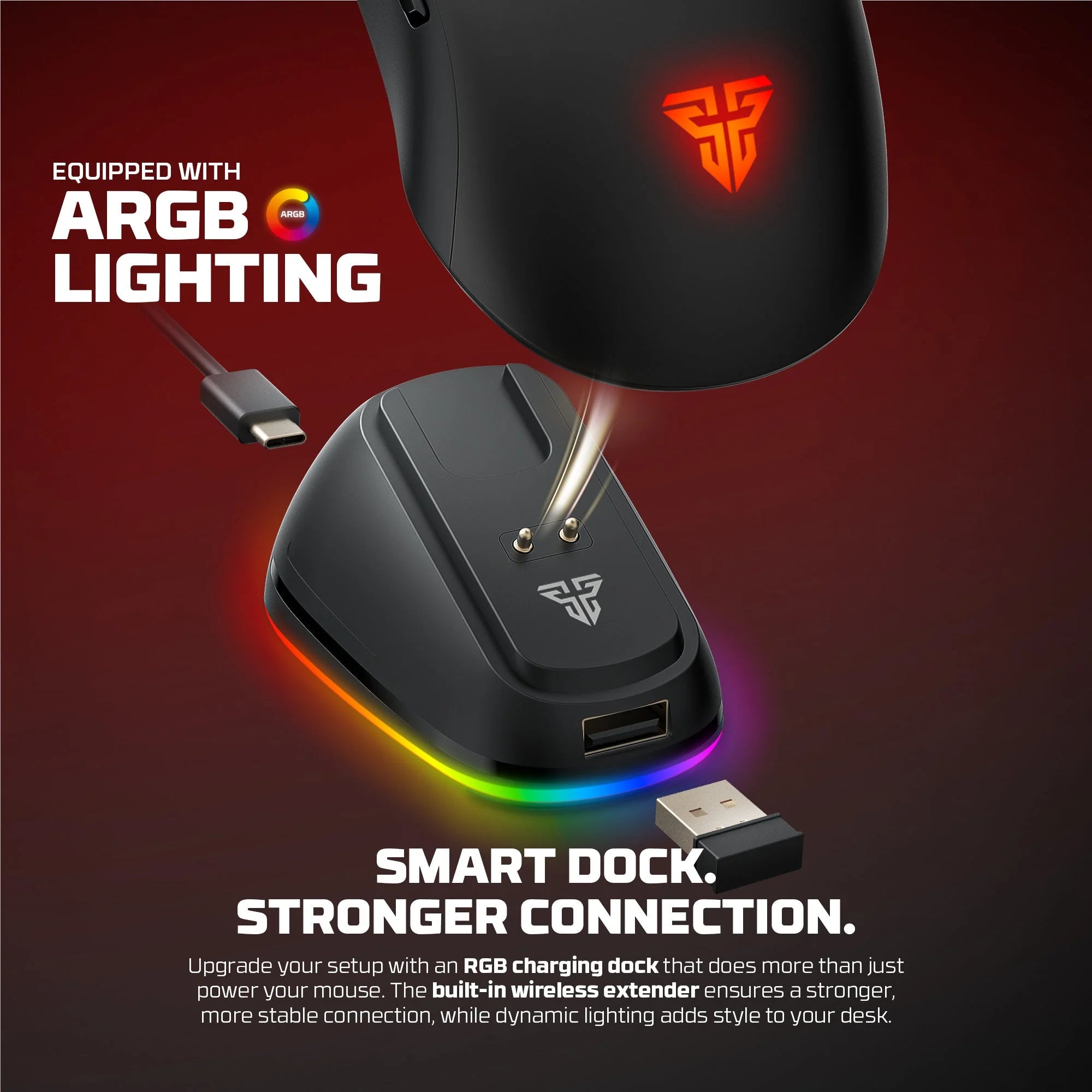 Fantech wg9rd wireless gaming mouse with charging magnetic base three mode 12000dpi customized e-sports gamer mouse