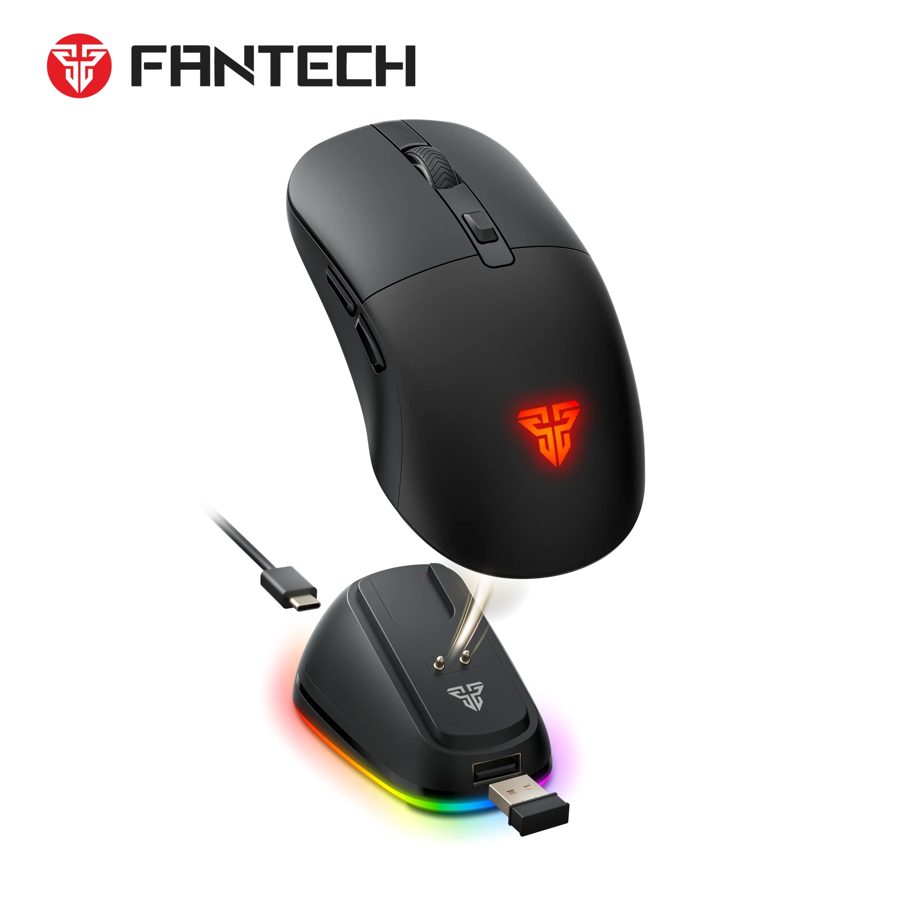 Fantech wg9rd wireless gaming mouse with charging magnetic base three mode 12000dpi customized e-sports gamer mouse