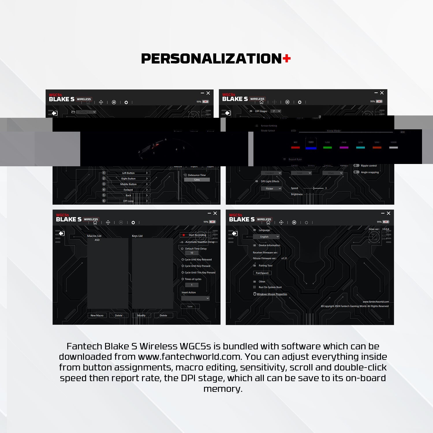 Fantech Wgc5s Blake s Dual Mode Wireless Gaming Mouse - Black