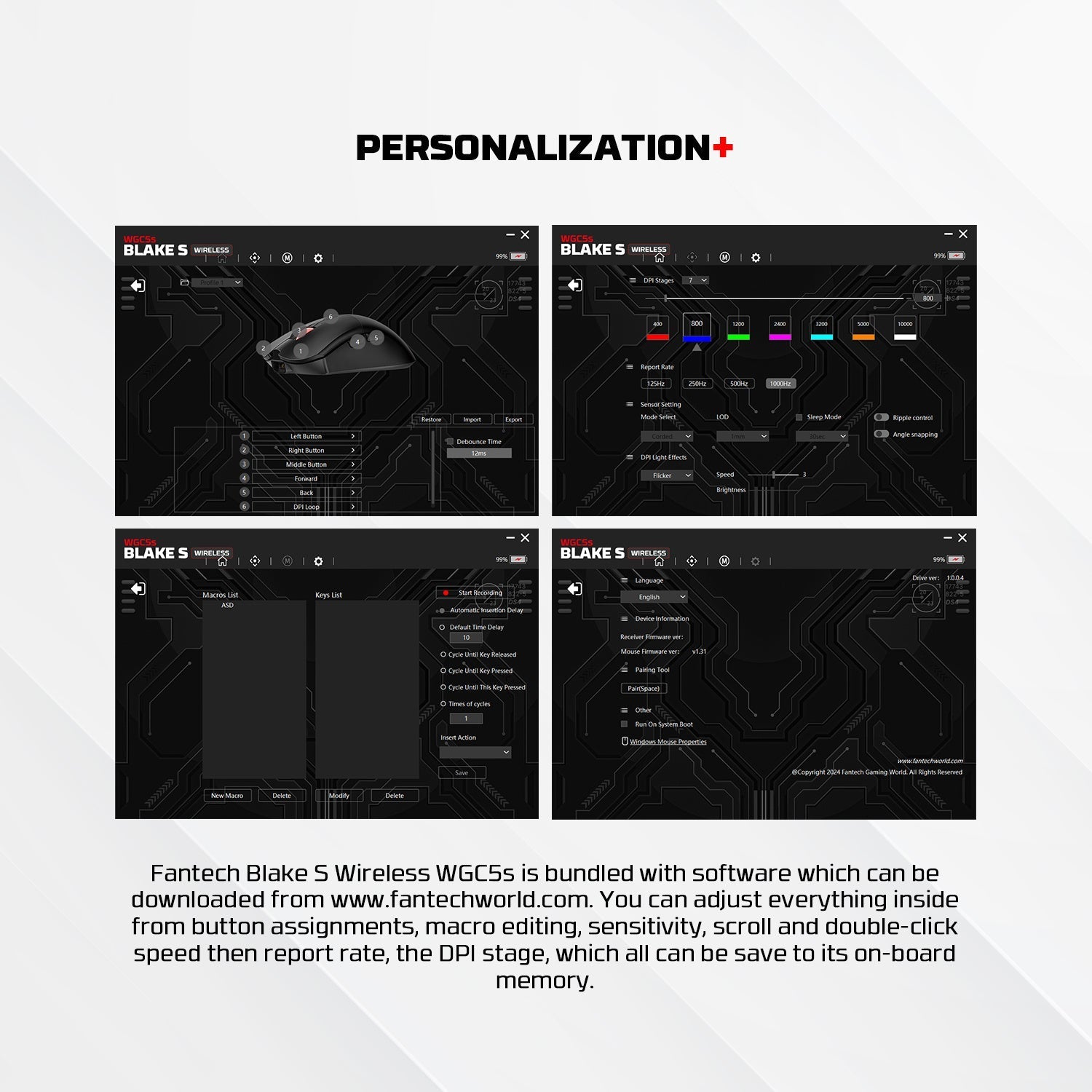 Fantech Wgc5s Blake s Dual Mode Wireless Gaming Mouse - Black