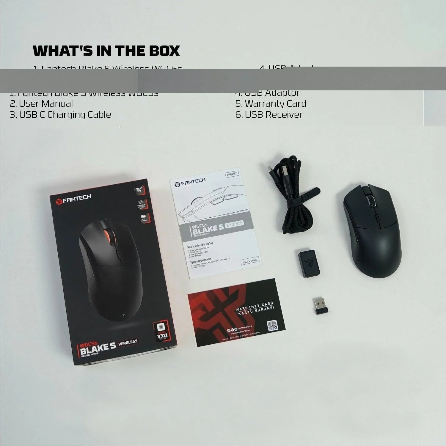 Fantech wgc5s blake s dual mode wireless gaming mouse - black - mouse