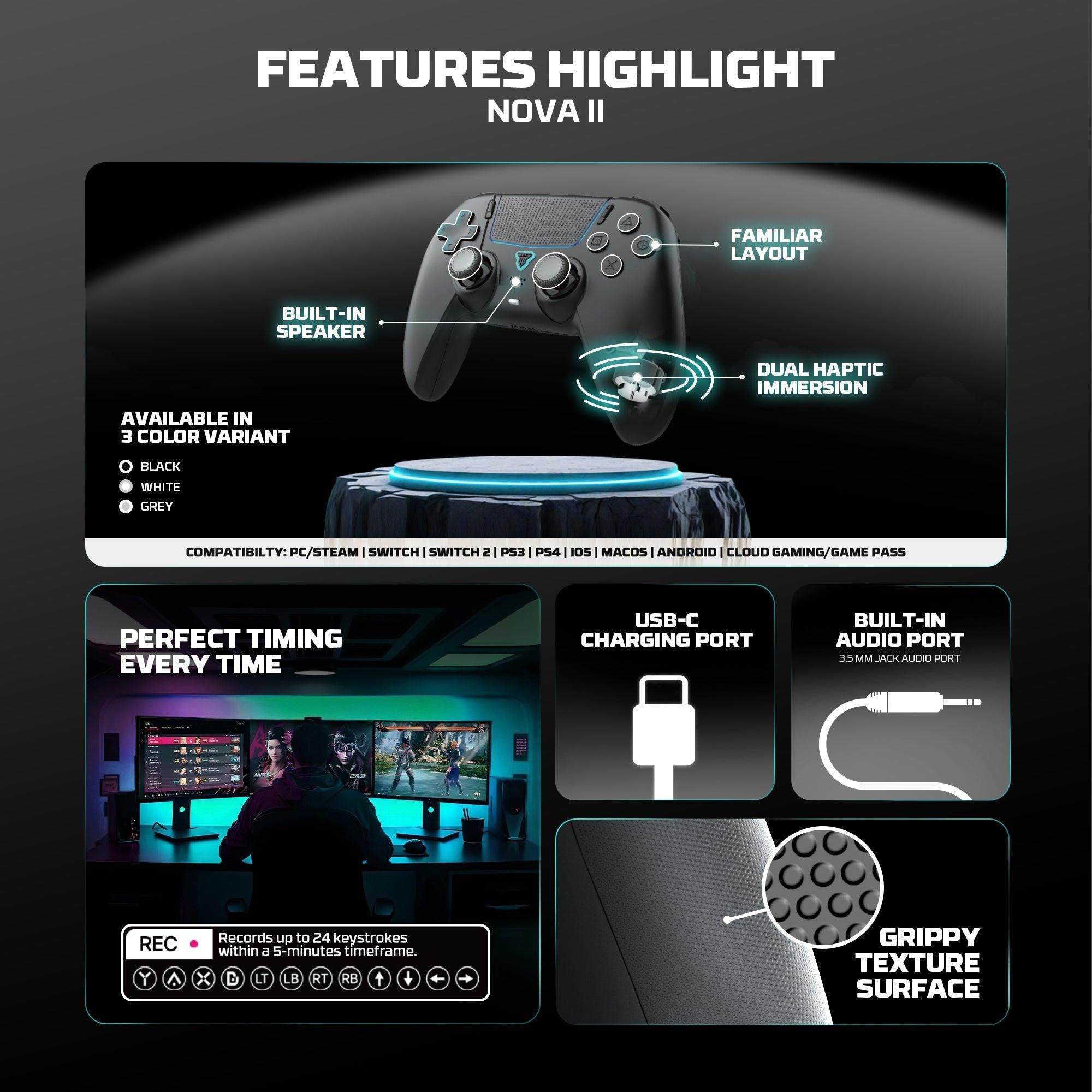 FANTECH WGP16 NOVA II Wireless GAMEPAD - Black.