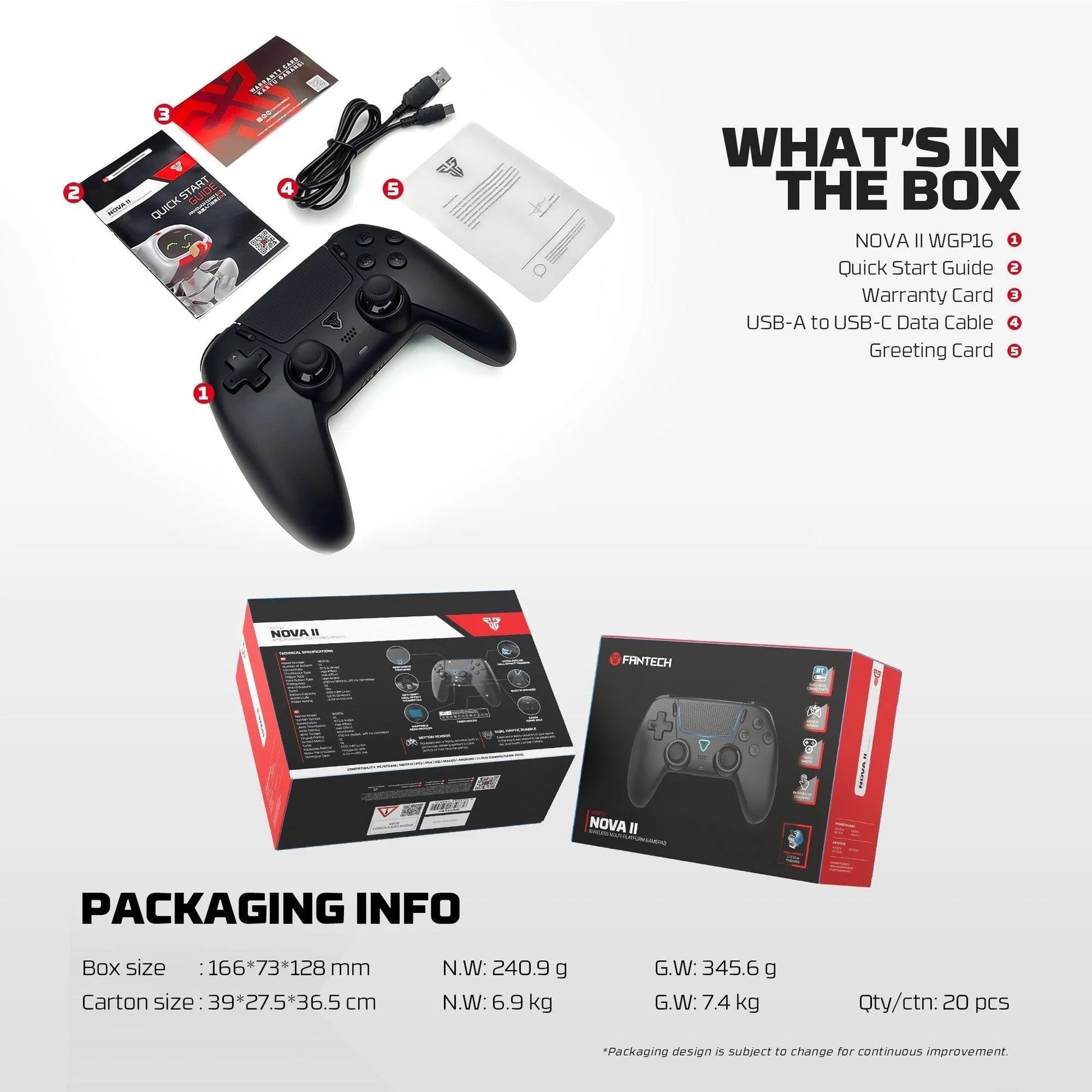 Fantech wgp16 nova ii wireless gamepad - black - console | controller