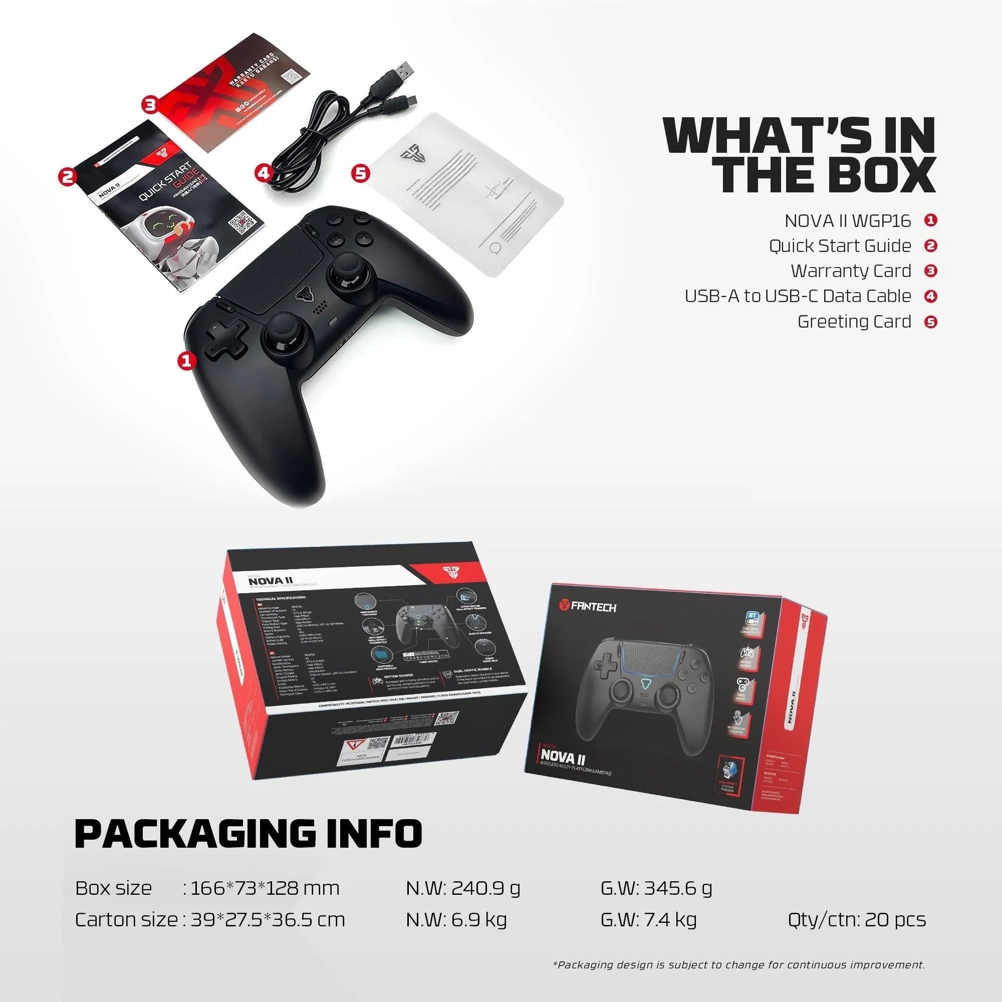 Fantech wgp16 nova ii wireless gamepad - black - console | controller