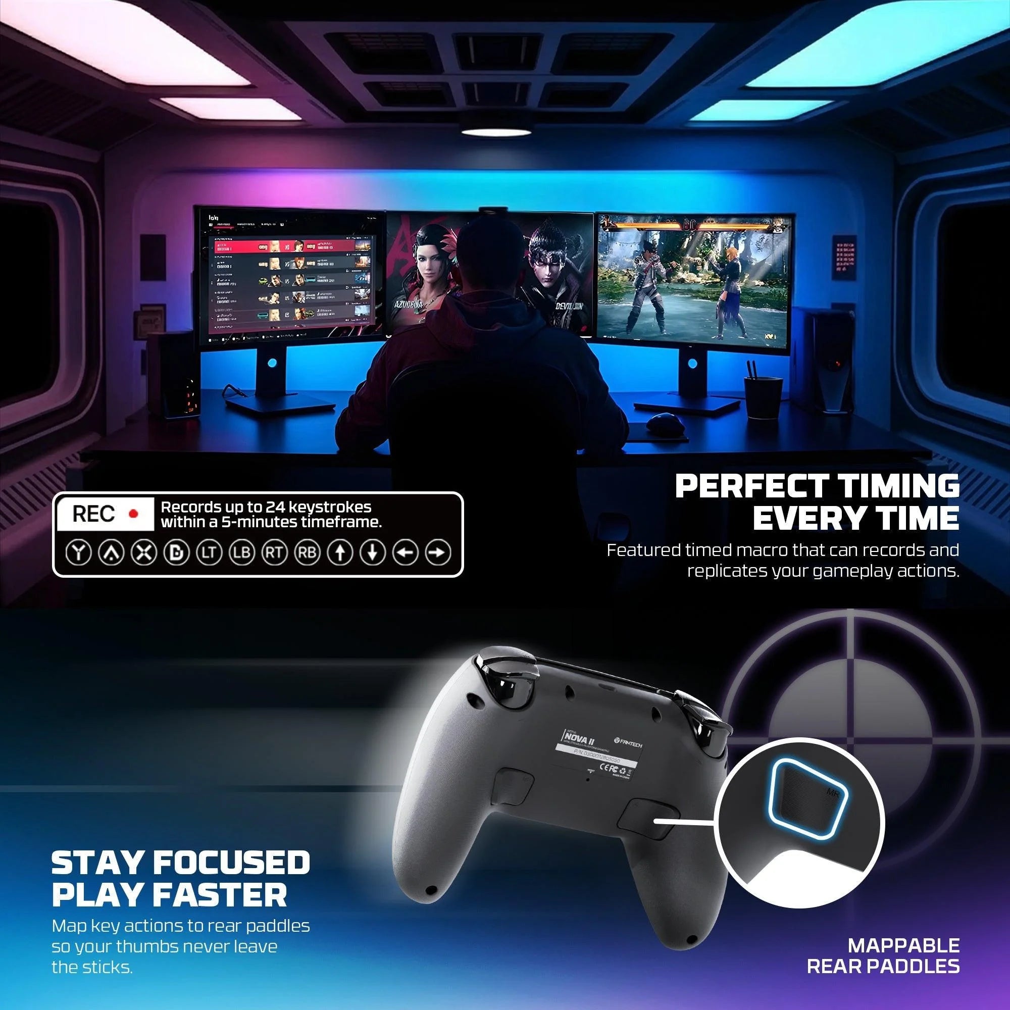 Fantech wgp16 nova ii wireless gamepad - black - console | controller