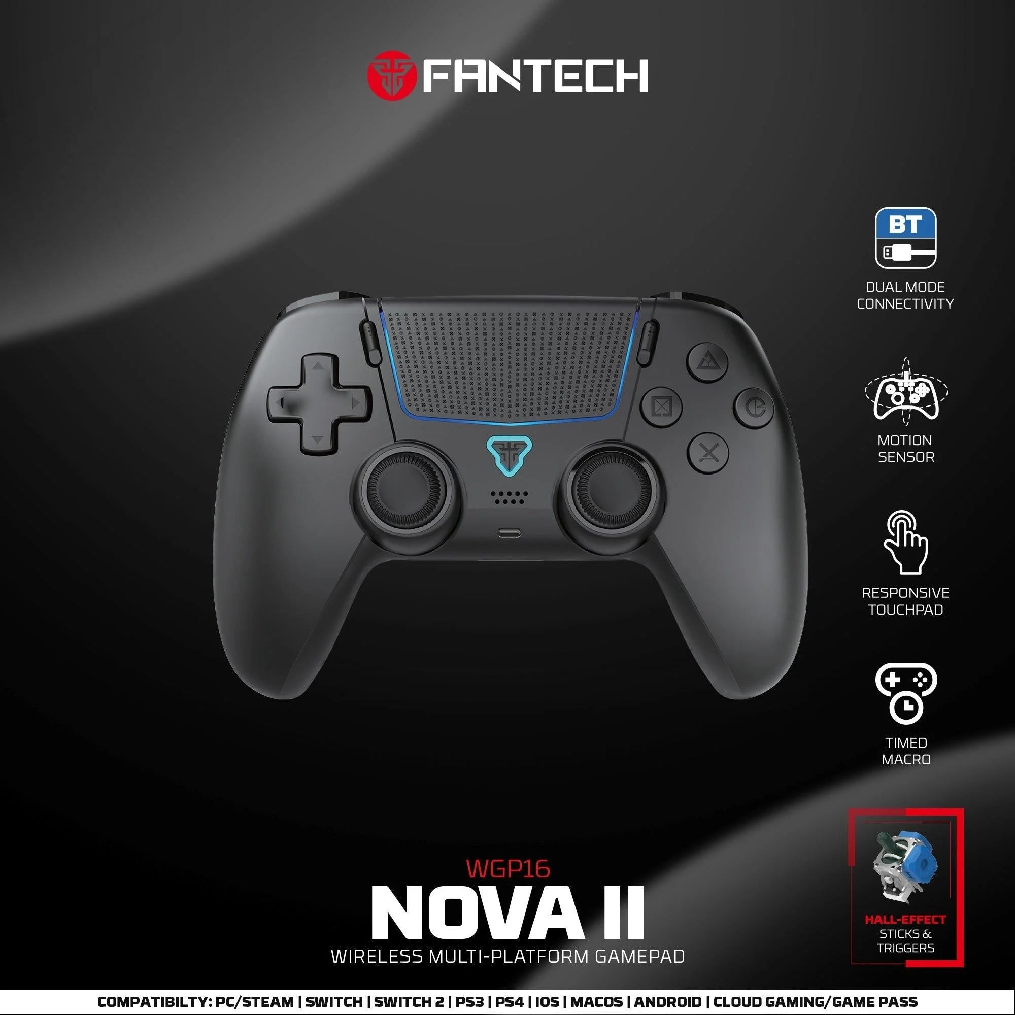 Fantech wgp16 nova ii wireless gamepad - black - console | controller