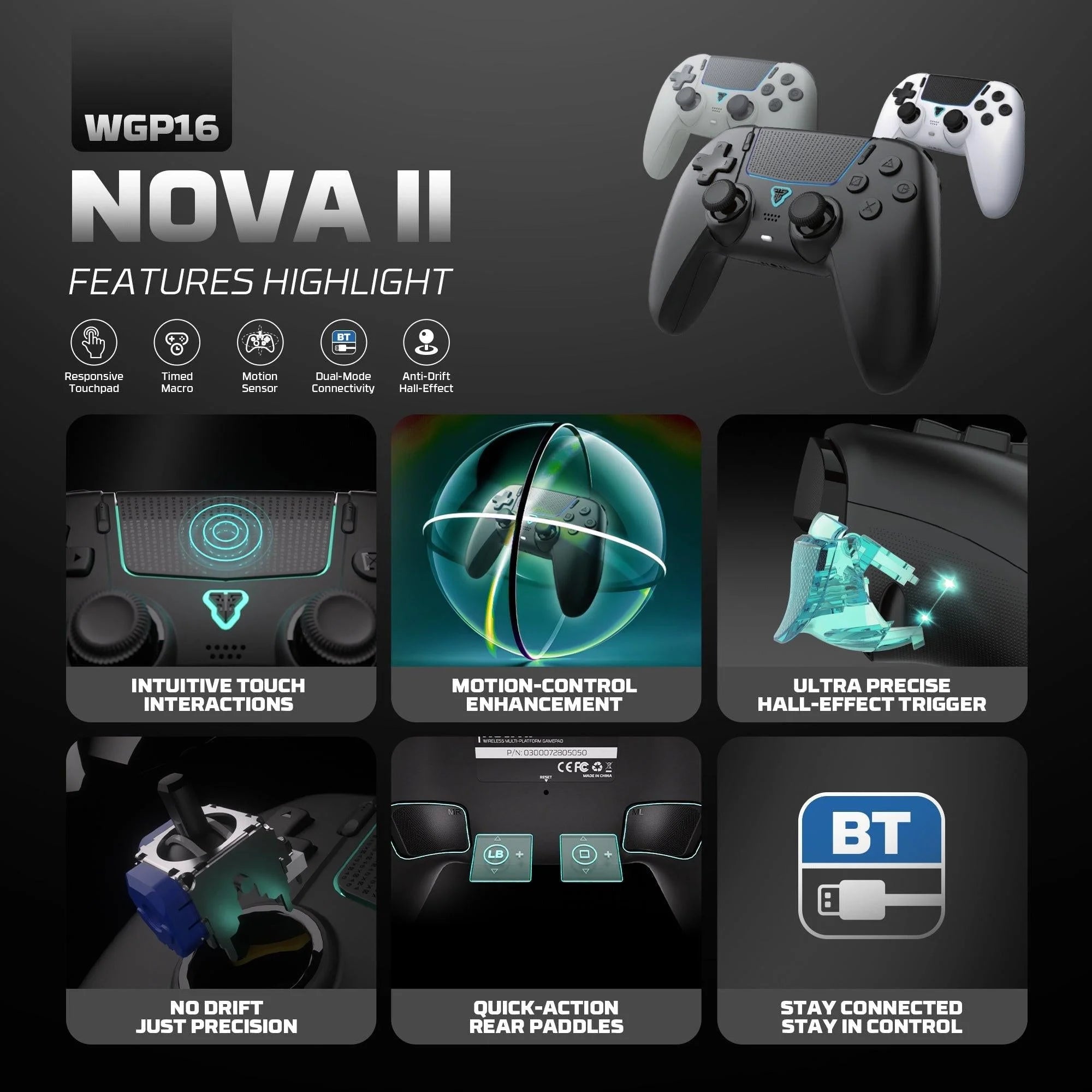 Fantech wgp16 nova ii wireless gamepad - black - console | controller