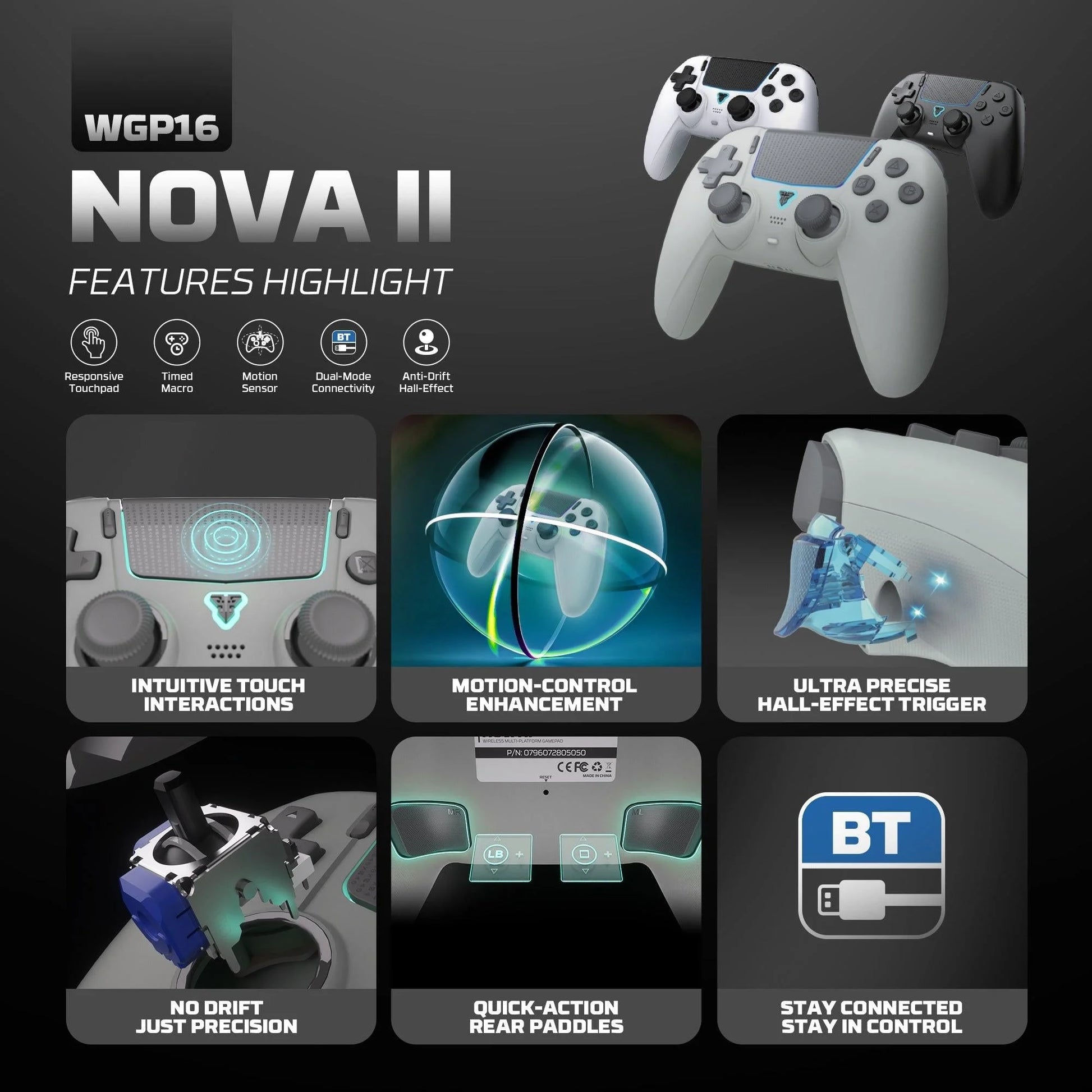 Fantech wgp16 nova ii wireless gamepad - black - console | controller