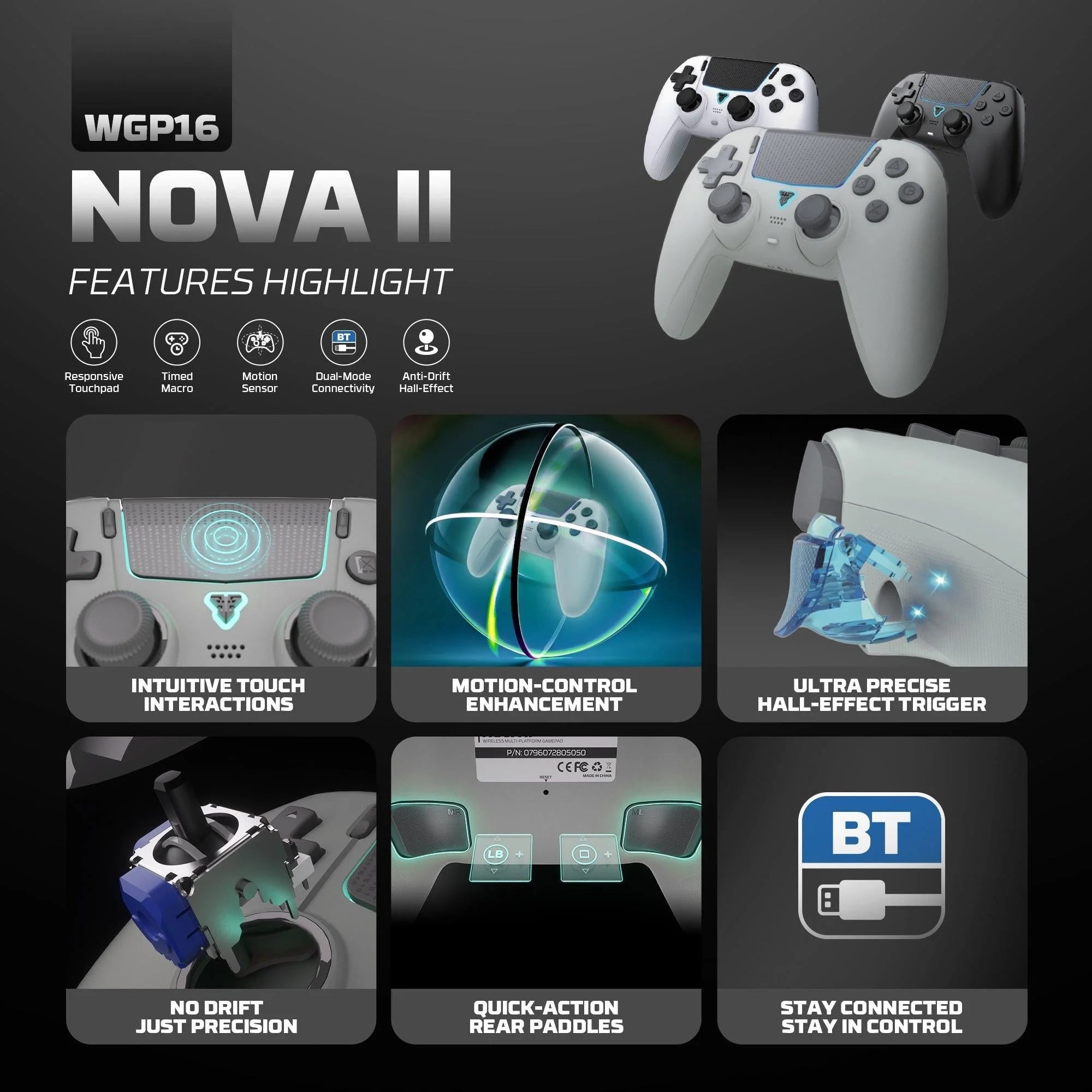 Fantech wgp16 nova ii wireless gamepad - black - console | controller