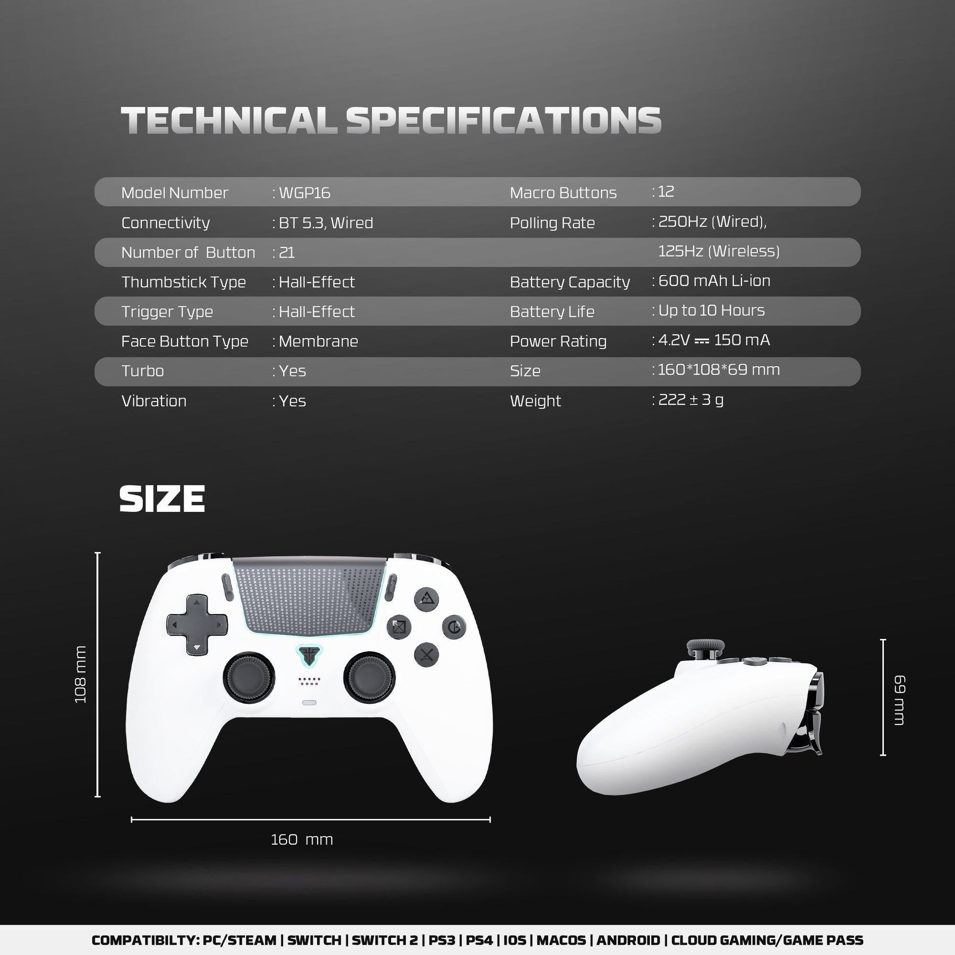 FANTECH WGP16 NOVA II Wireless GAMEPAD - White.