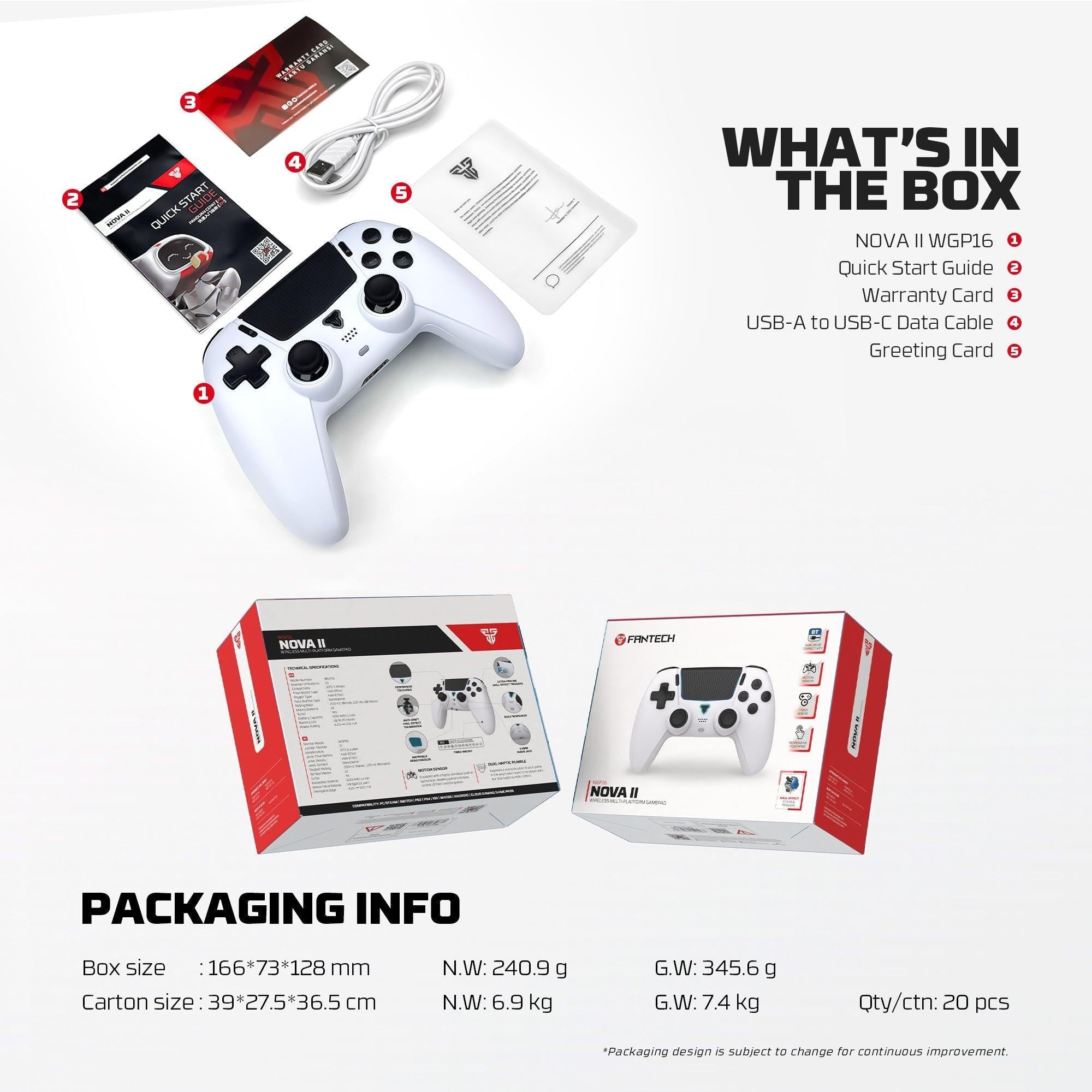 FANTECH WGP16 NOVA II Wireless GAMEPAD - White.