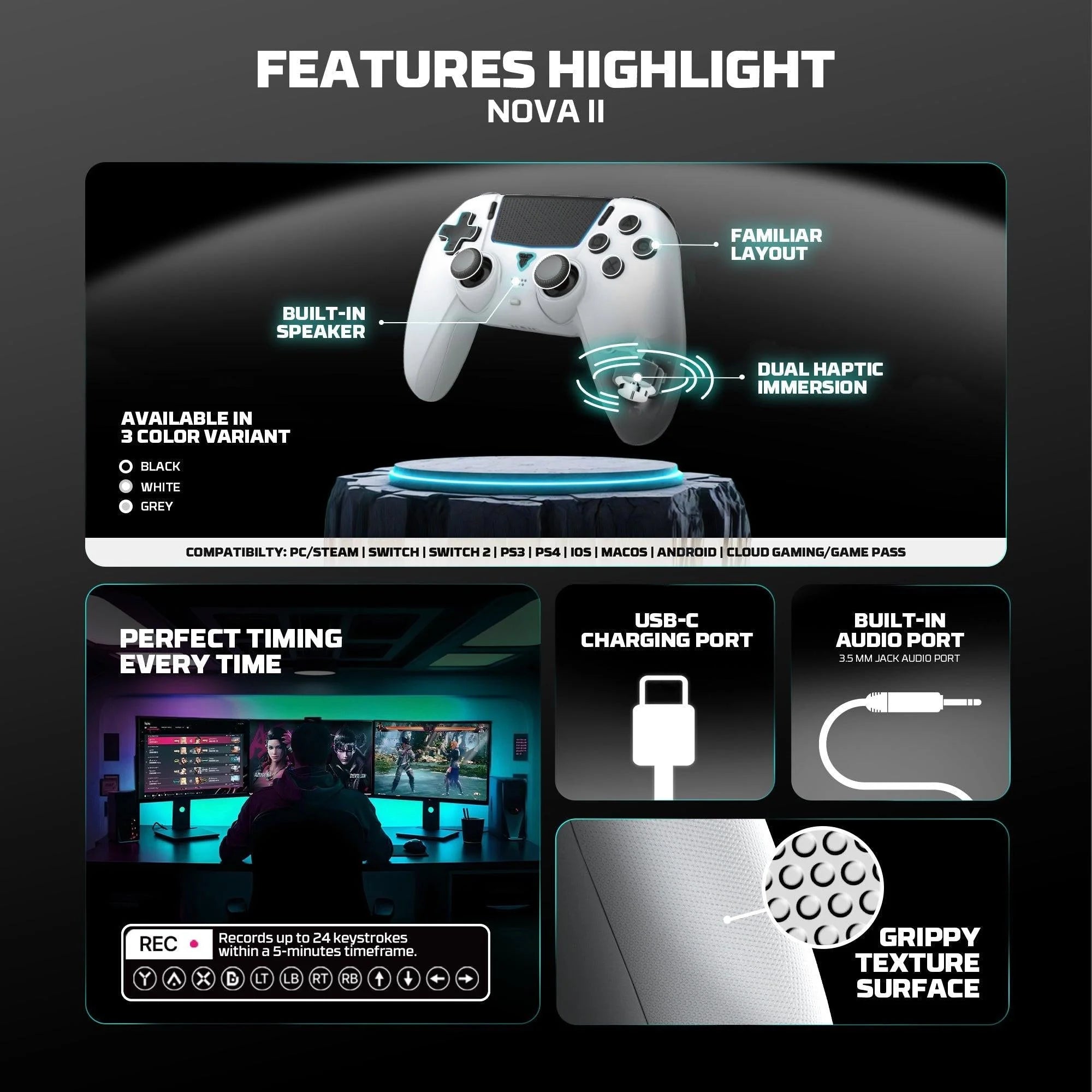 Fantech wgp16 nova ii wireless gamepad - white - console | controller