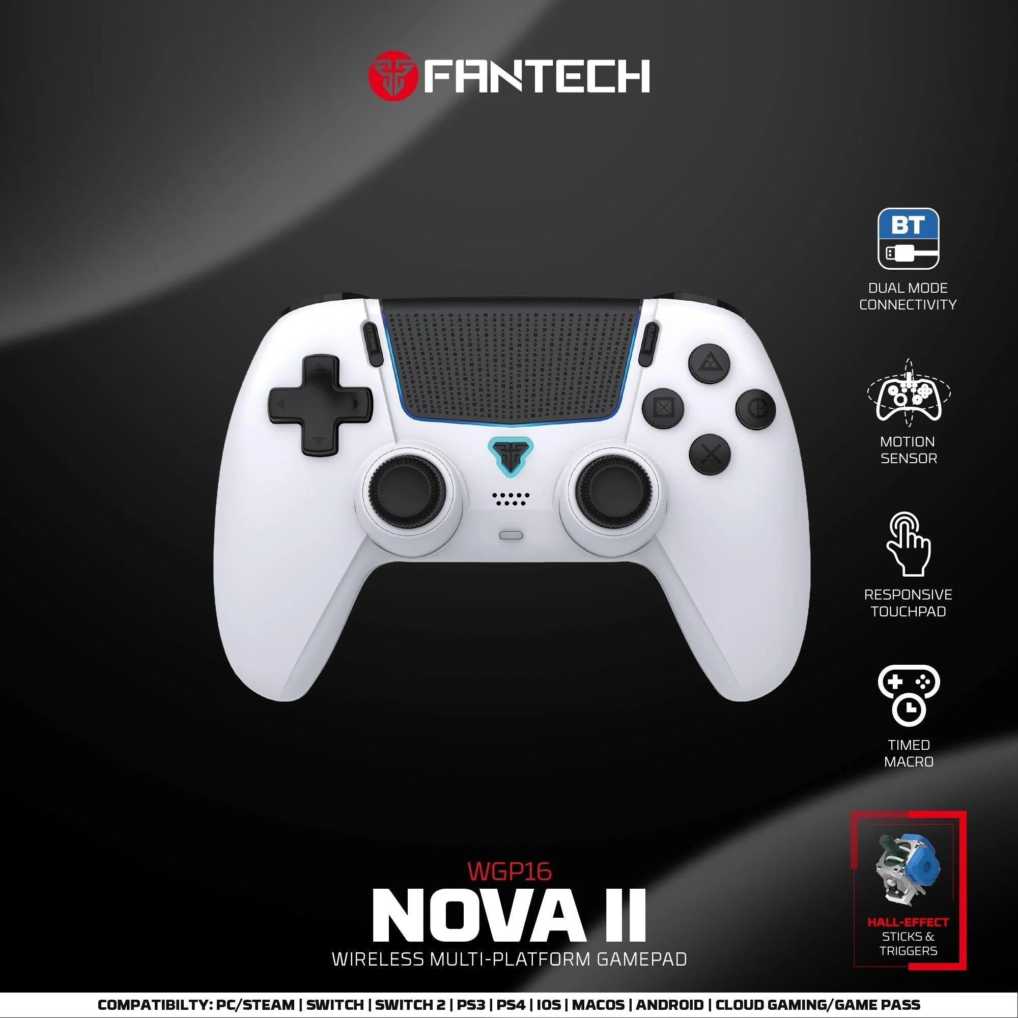 Fantech wgp16 nova ii wireless gamepad - white - console | controller