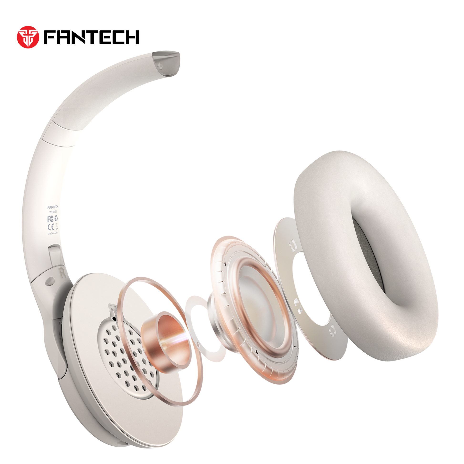 Fantech wh05a go vibe wireless headset - beige anc for superior sound immersion - audio | wireless headset